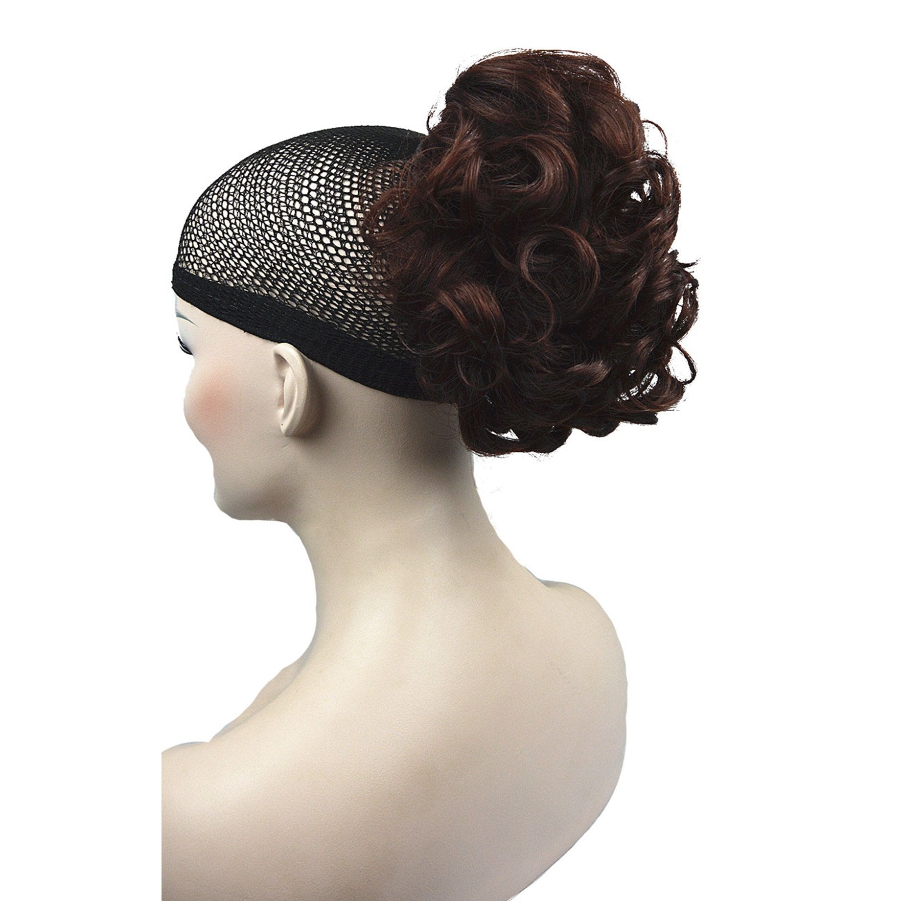 33# Dark Auburn: Lydell Short Ponytail Hair Extension Wavy Synthetic Hair-Piece With Jaw Claw (33# Dark Auburn)