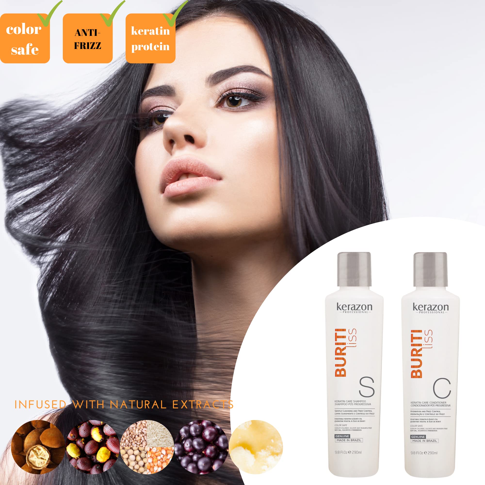 Sulfate Free Anti Frizz Color Safe Keratin Care Shampoo & Conditioner DUAL pack. Imported. NEW LOOK AND PACKAGING!!