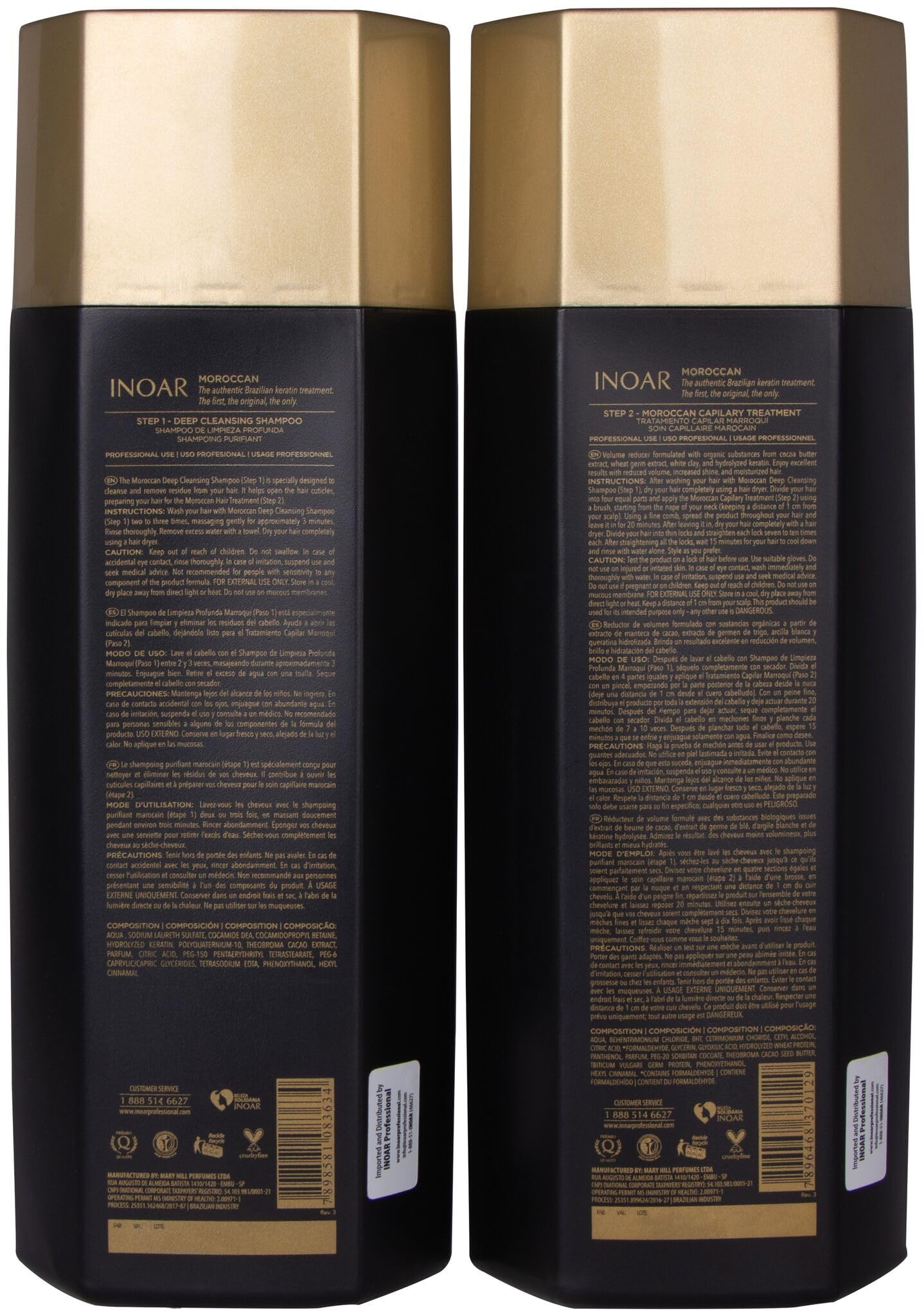 INOAR – Moroccan Smoothing Set for Curly Hair: Deep Cleansing Shampoo & Treatment for Men and Women, Vegan and Cruelty-Free (33.8 oz. Each)