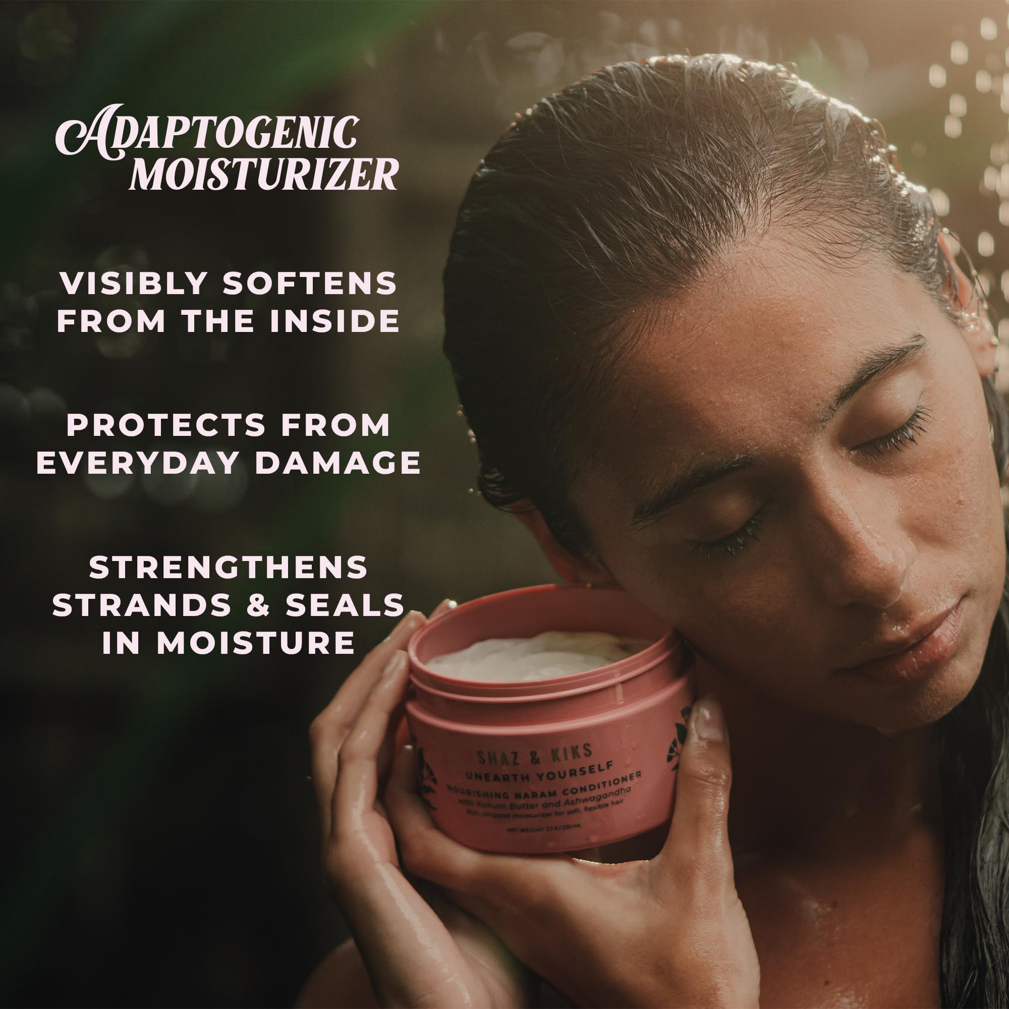 SHAZ & KIKS Nourishing Naram Conditioner | Light-weight Conditioner for All Hair Types | Visibly Softens and Protects Hair with Ayurvedic Adaptogens | 3.04 oz