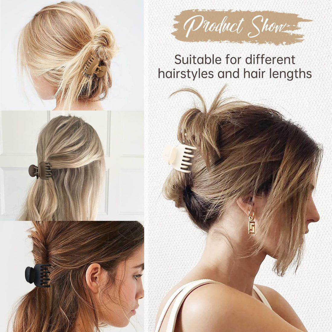 DEEKA Double Row Teeth Hair Clips Small Claw Clips for Thin Hair 4 Pack 1.6 Medium Matte Non-slip Short Hair Accessories for Women and Girls