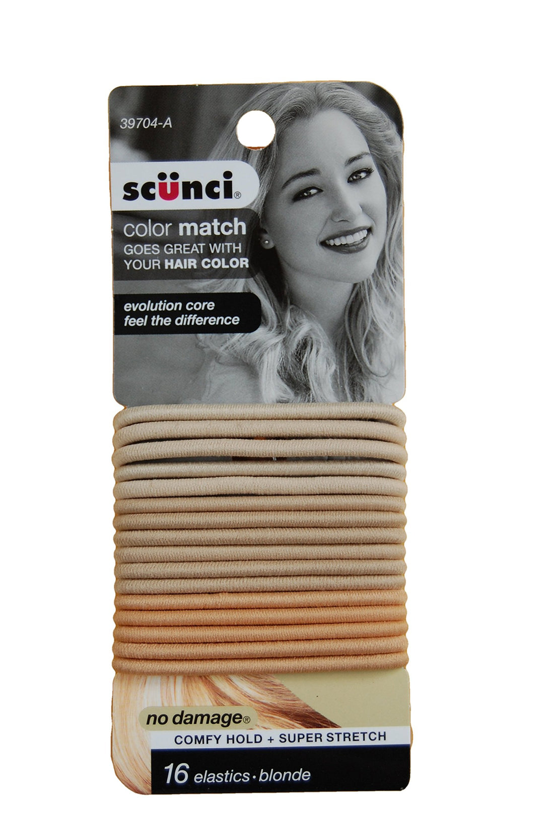 Scunci Color Match Blonde Elastics Set Of 16 No Damage, Comfy Hold