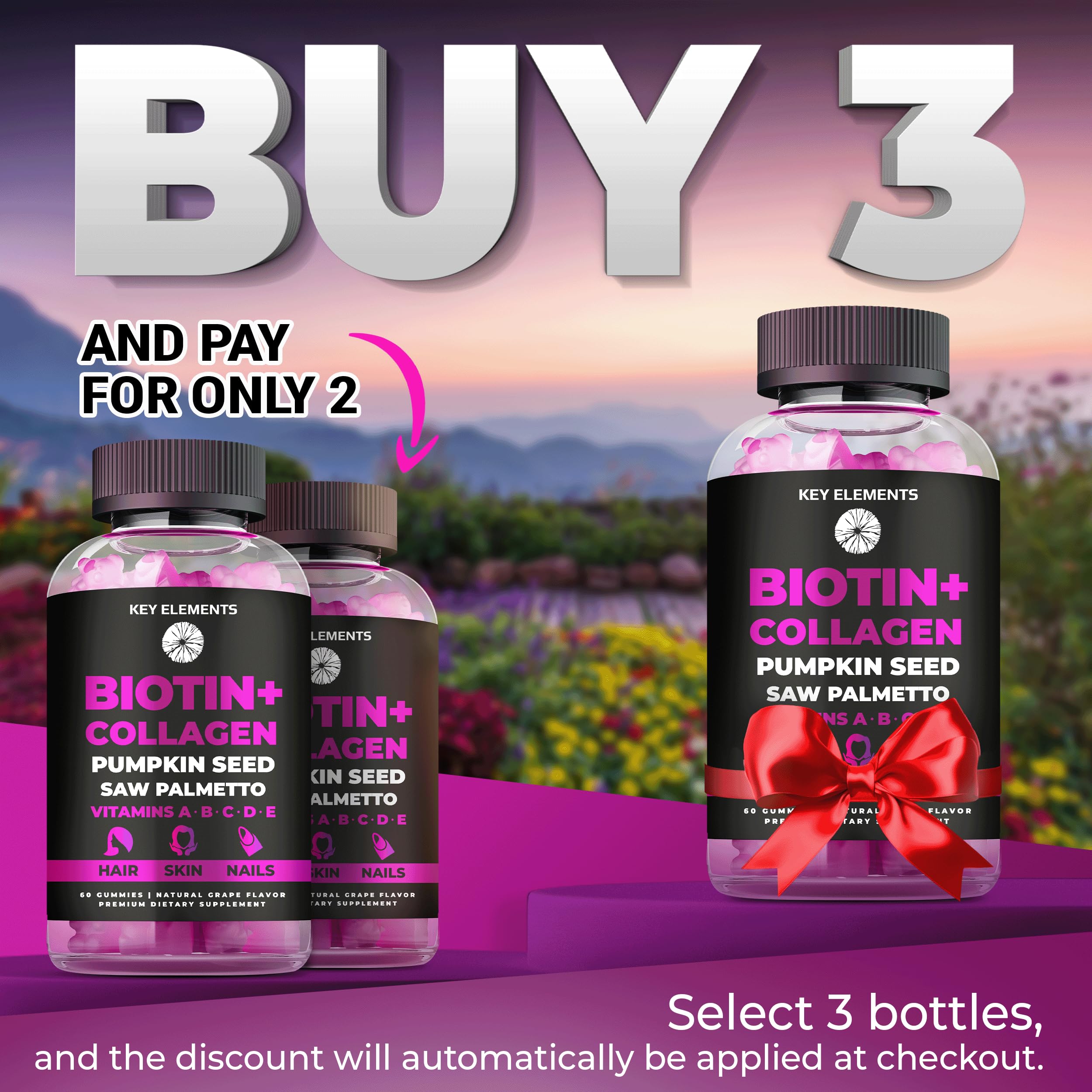 Hair Skin and Nails 10000mcg Biotin Gummies & Collagen Gummies - Biotin Vitamins Gummies for Hair Growth Pumpkin Seed Oil, Saw Palmetto Extract & Vitamins A B6 C D E - Biotin and Collagen Supplements