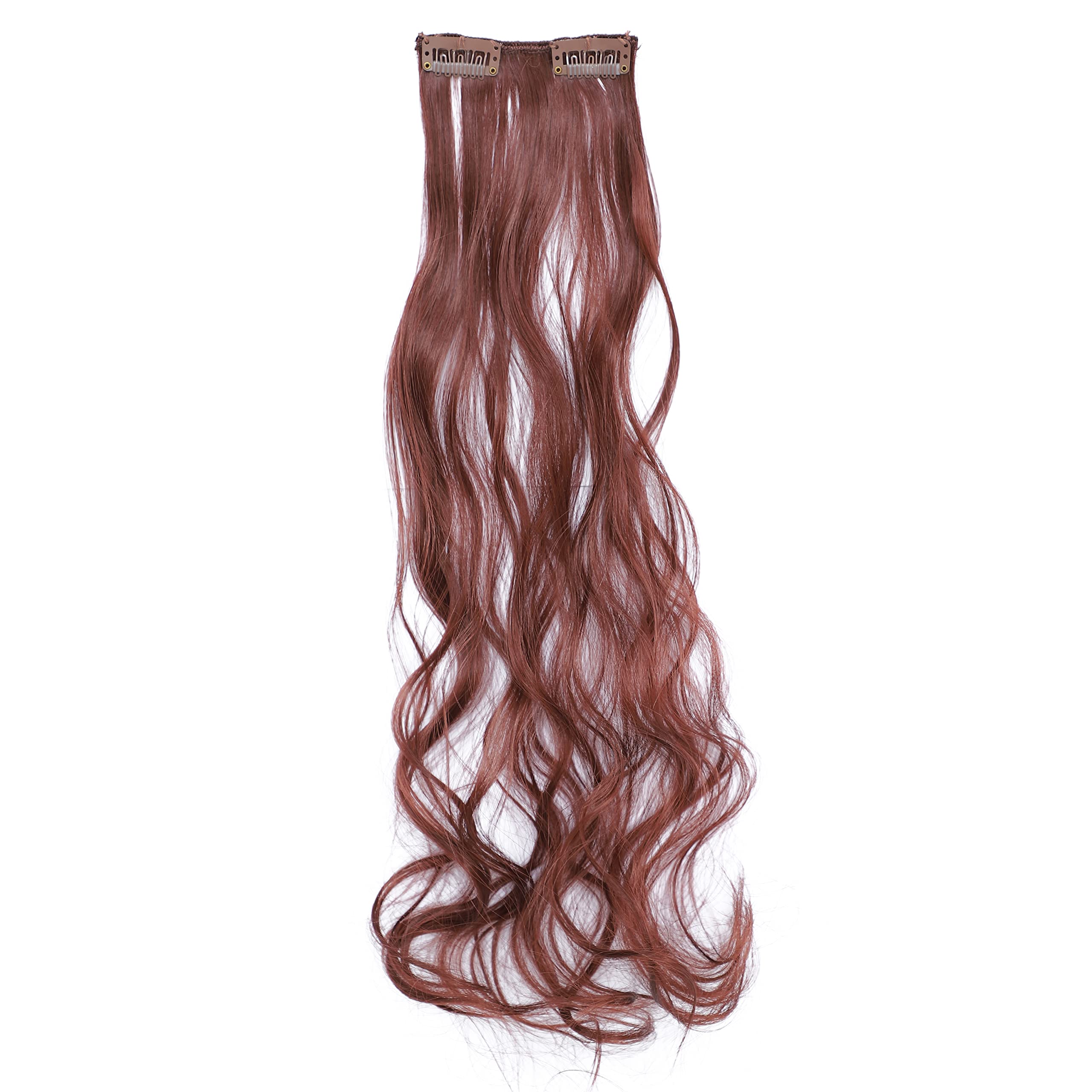 Dark Auburn-33# : SWACC Women 20 Inches Curly Full Head 7 Separate Pieces Heat Resistance Synthetic Hair Clip in Hair Extensions (Dark Auburn-33#)