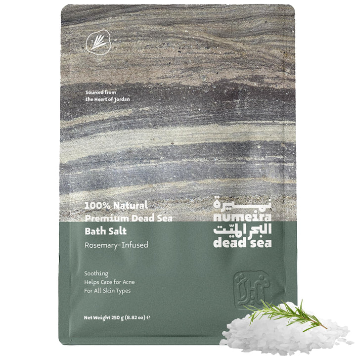 Numeira Dead Sea Salts for Soaking - Relaxing Salt Bath Soak for Body Rejuvenation - Natural Mineral Salts - Coarse Dead Sea Salt Bath Salts for Women & Men w/Rosemary Essential Oil (8.82 oz)