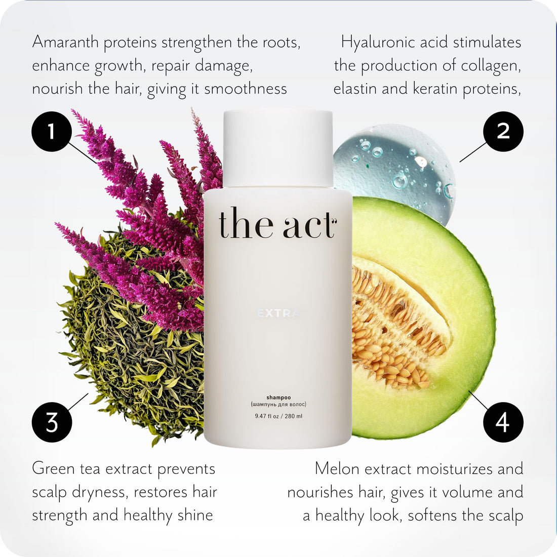 Extra Hydrating Shampoo - Daily Cleansing and Moisturizing, Care for All Hair Types - Coarse Curly Dry Hairs, for Women Men, Vegan, 9.47 fl oz