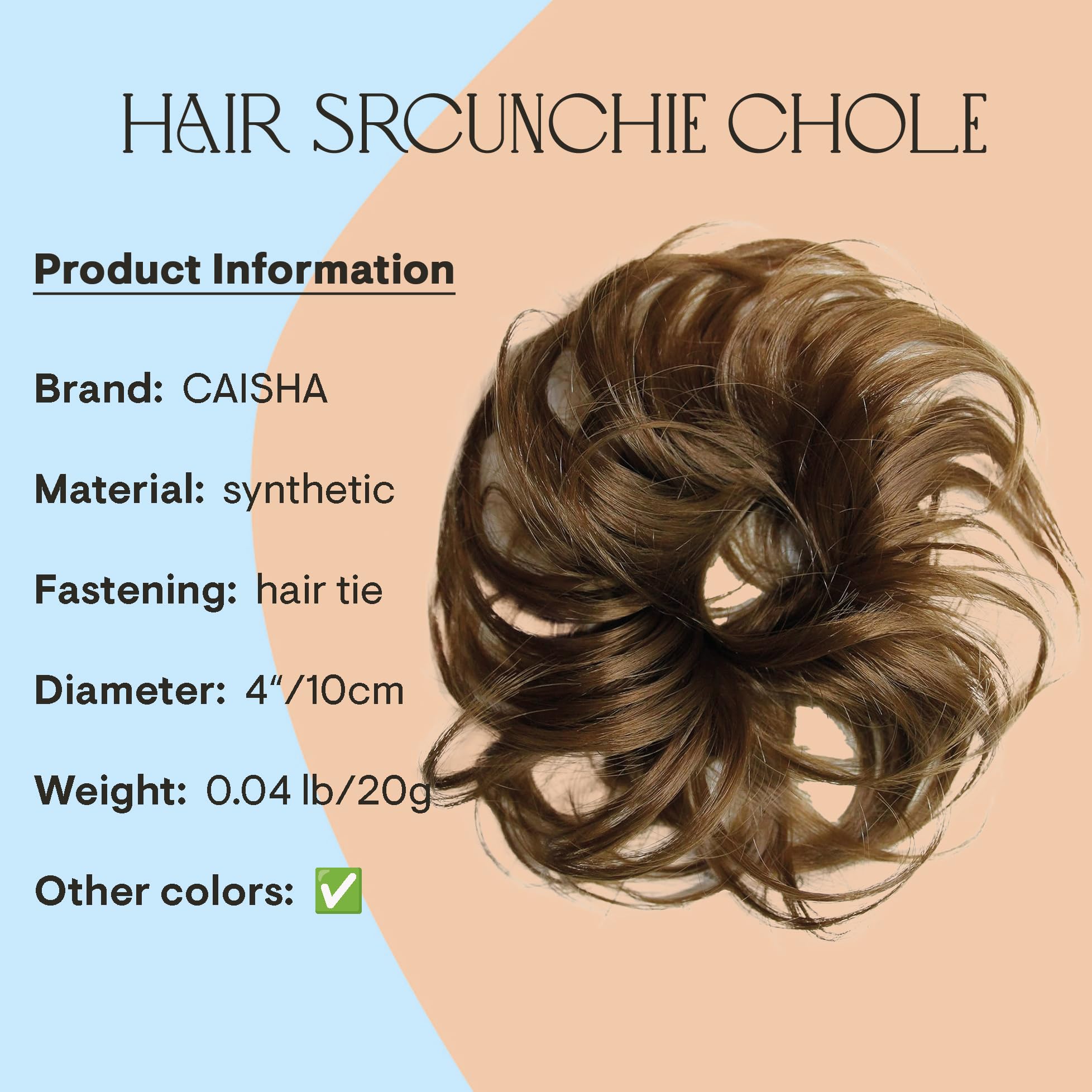 Brunette # 6 G3C : PRETTYSHOP Scrunchy Scrunchie Bun Up Do Hair Piece Hair Ribbon Ponytail Extensions Wavy Messy Brunette # 6 G3C