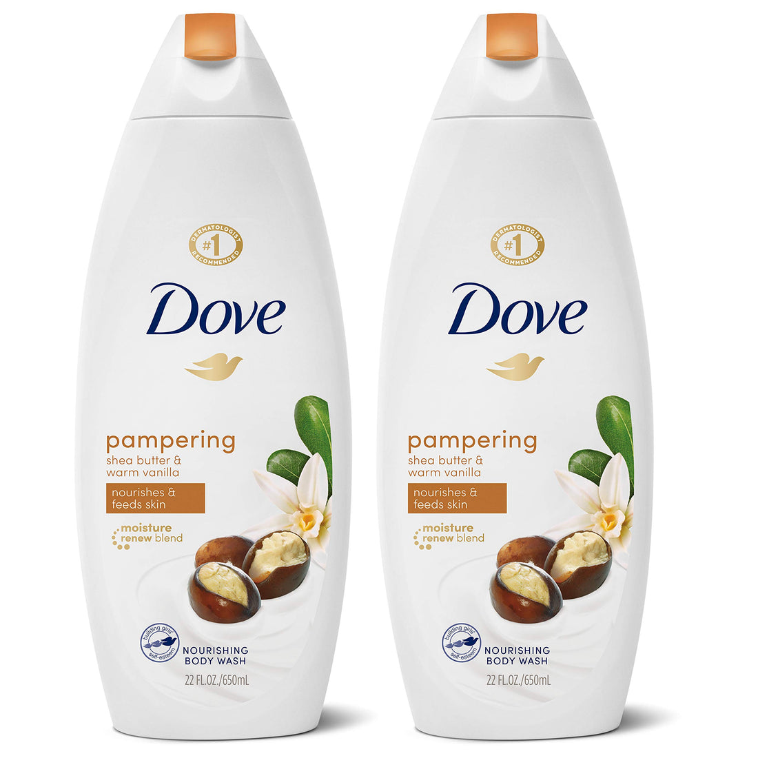 Dove Pampering Body Wash Nourishes & Feeds Skin Shea Butter with Warm Vanilla Effectively Washes Away Bacteria While Nourishing Your Skin 22 oz 2 Count