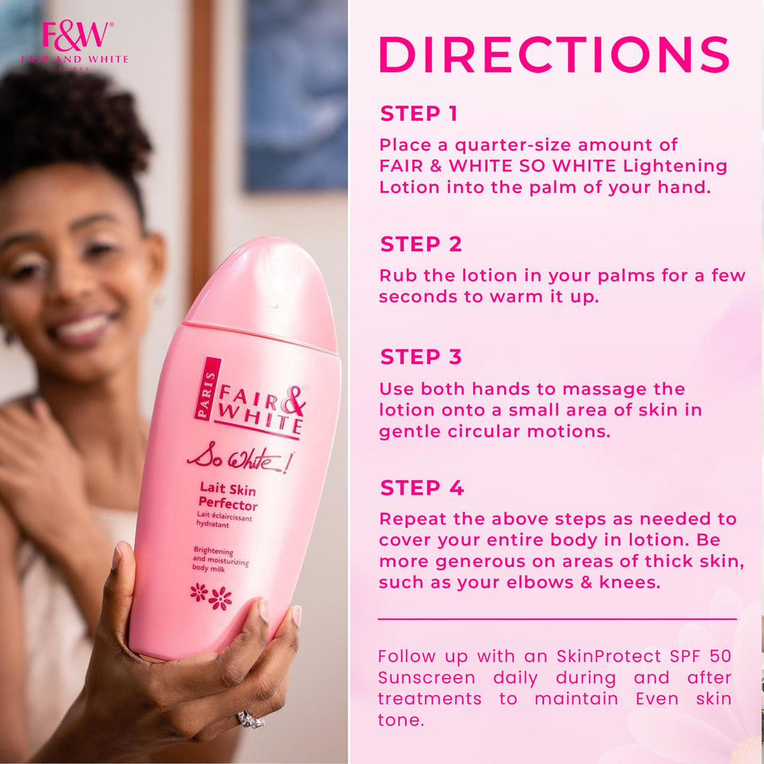 FAIR & WHITE SO WHITE LAIT SKIN PERFECTOR BRIGHTENING & MOISTURIZING BODY MILK WITH WHITE UP 500ml by Fair & White