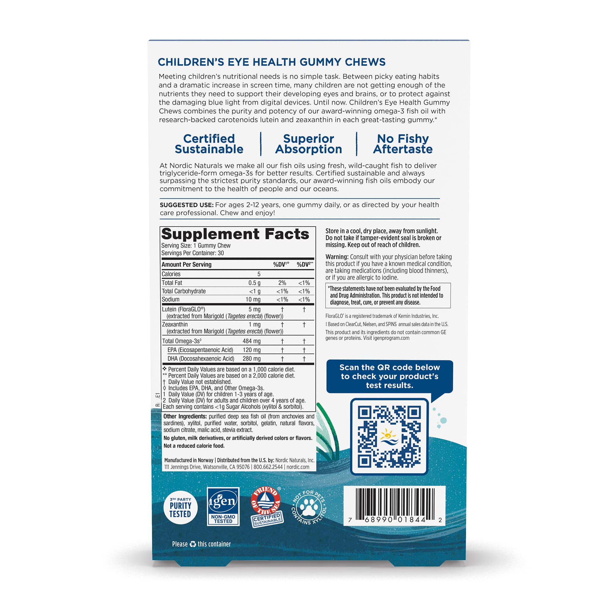 Nordic Naturals Children’s Eye Health Gummies, Strawberry Lemonade - 30 Gummies for Kids - 484 mg Total Omega-3s DHA, Lutein & Zeaxanthin - Brain Health, Antioxidant Support, Non-GMO - 30 Servings