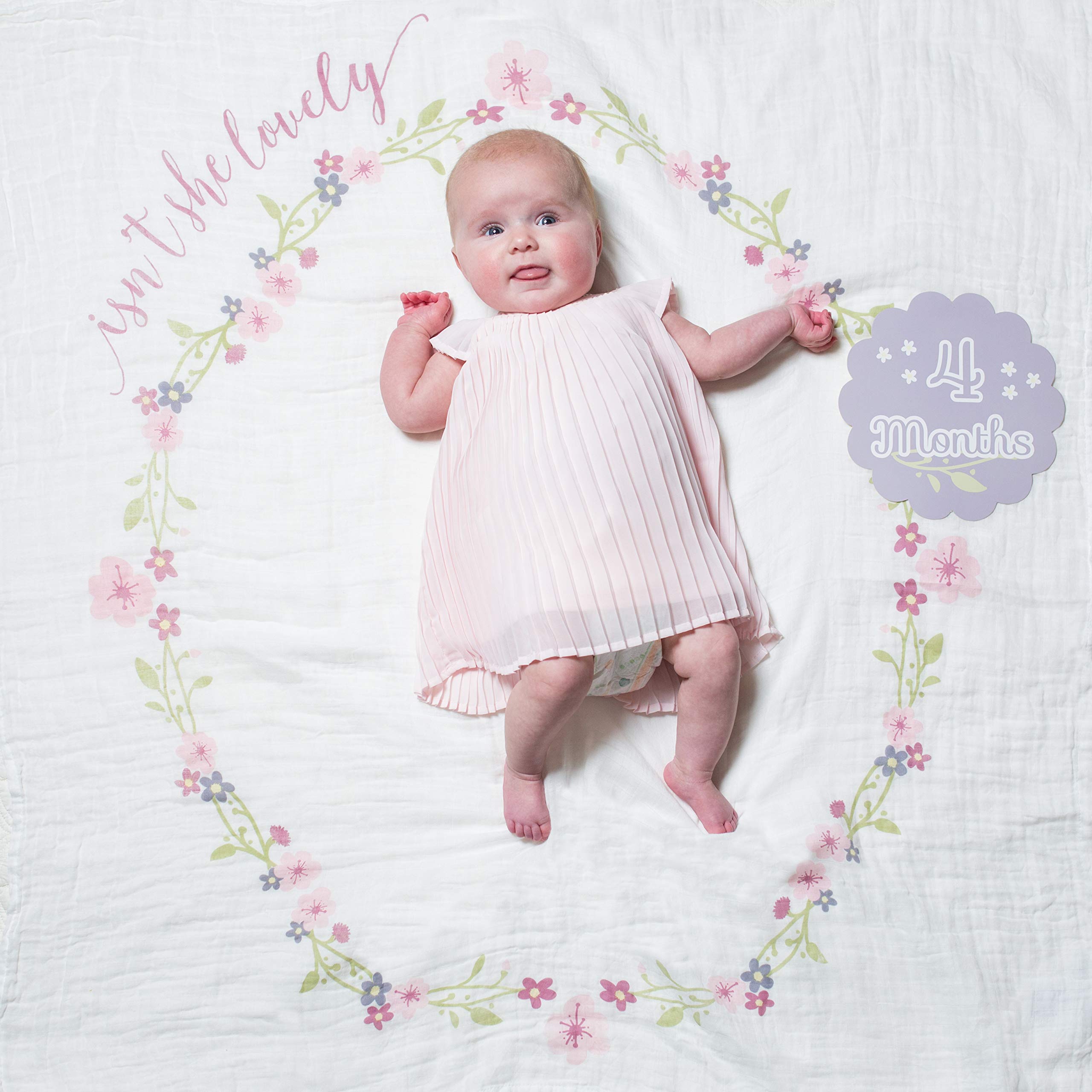 lulujo Baby’s First Year Milestone Blanket and Card Set | 40in x 40in (Isn't She Lovely)
