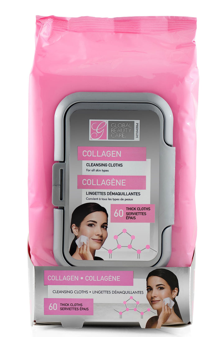 Global Beauty Care Premium Collagen Cleansing Cloths-60 Pack Wipes