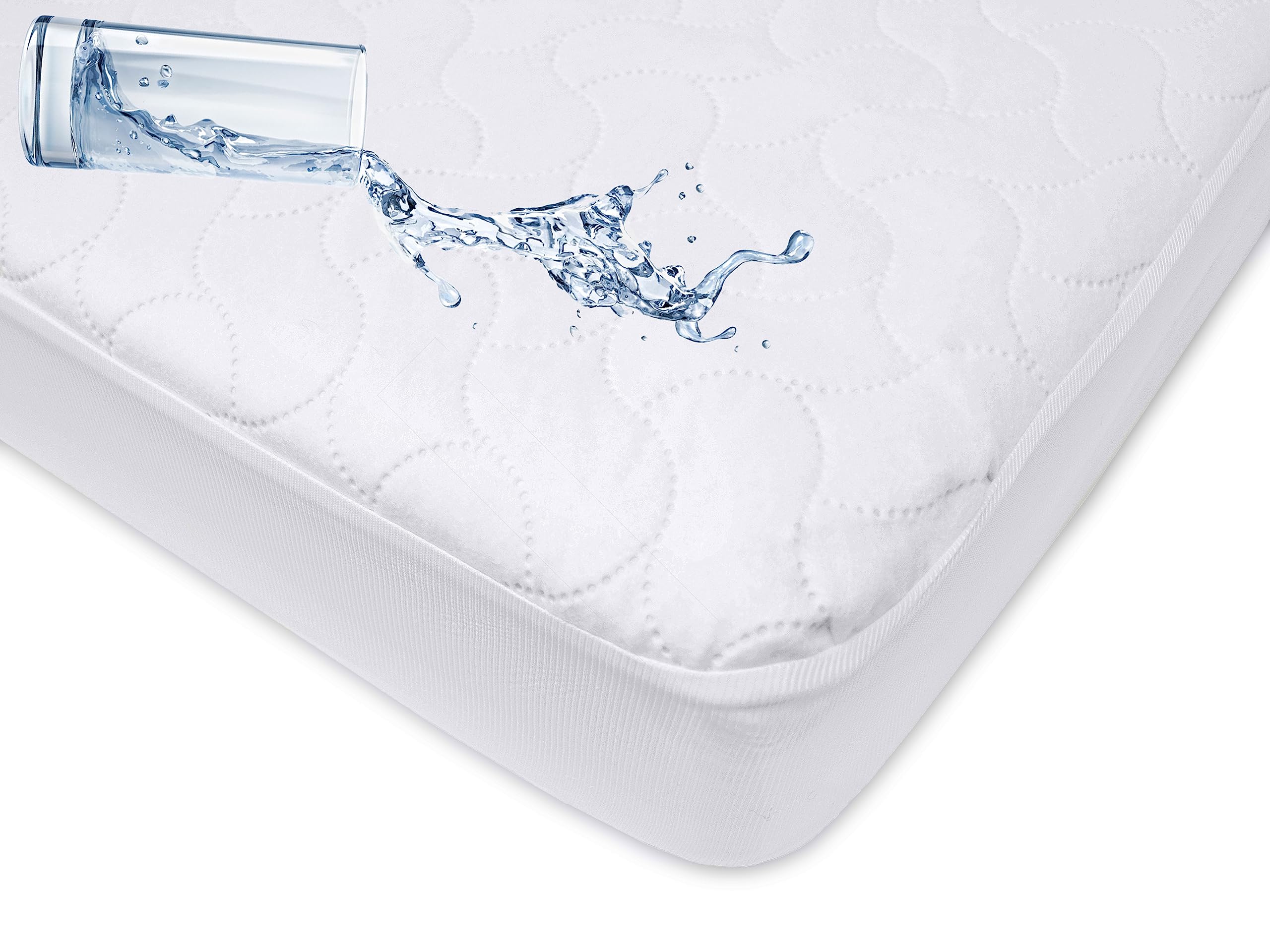 American Baby Company Waterproof Fitted Crib and Toddler Mattress Protector, Quilted and Noiseless Crib & Toddler Mattress Pad Cover, White, 52x28x9