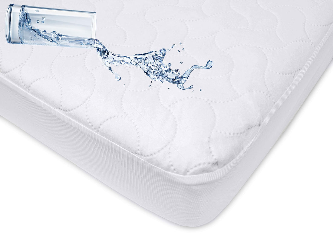 American Baby Company 2 Pack Waterproof Fitted Crib and Toddler Mattress Protector, Quilted and Noiseless Crib & Toddler Mattress Pad Cover, White, 52x28x9