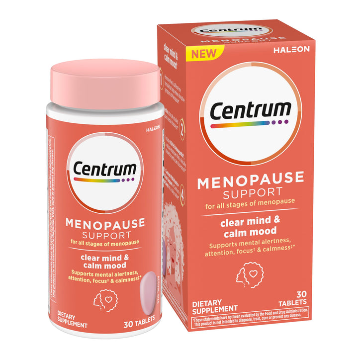 Centrum Clear Mind and Calm Mood Menopause Support Tablets, with Clinically Studied enXtra, 30 Count