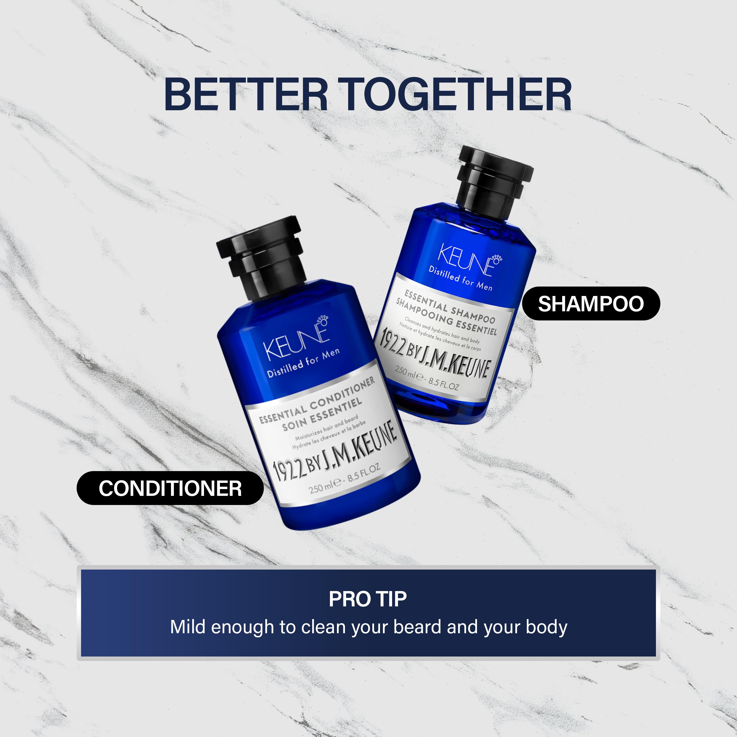 1922 by J.M. Keune Essential Shampoo, Multi-Use Cleanser, Beard Wash & Body Wash for Men, 8.5 Fl Oz