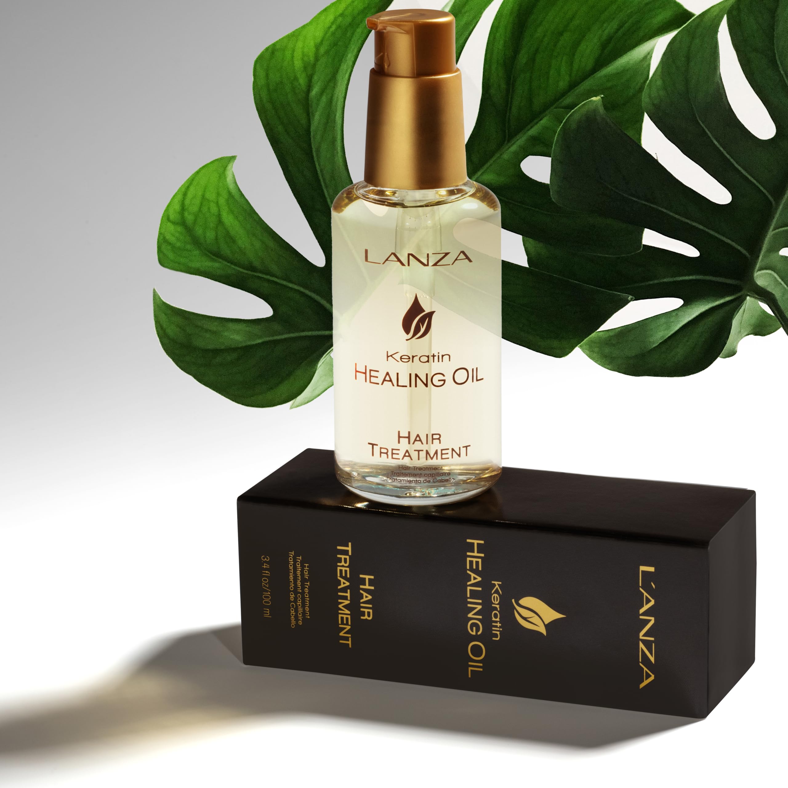 L'ANZA Keratin Healing Oil Sampler Hair Kit, Keratin Hair Oil Treatment with Travel Size Shampoo, Finishing Hair Spray & Rapid Bond Reconstructor Hair Care Kit in a Gift Box(1.7/2/0.68 Fl Oz)