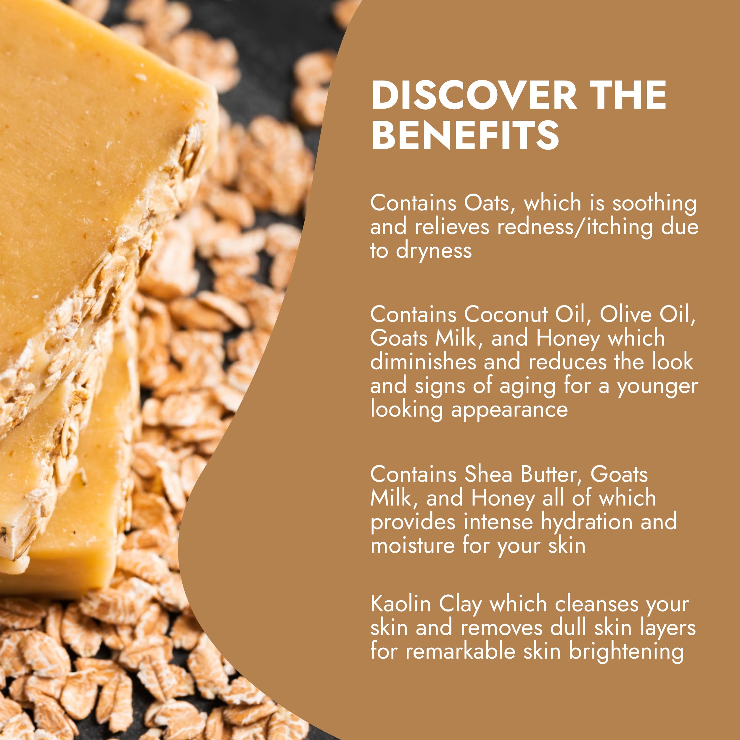 Taza Premium Oatmeal Milk & Honey Natural Soap (Pack of 3) ea. 5.3 oz (150 g) Radiant Skin Contains: Coconut, Olive, and Palm Fruit Oils, Shea Butter, Kaolin Clay, Oats, Honey, Goats Milk