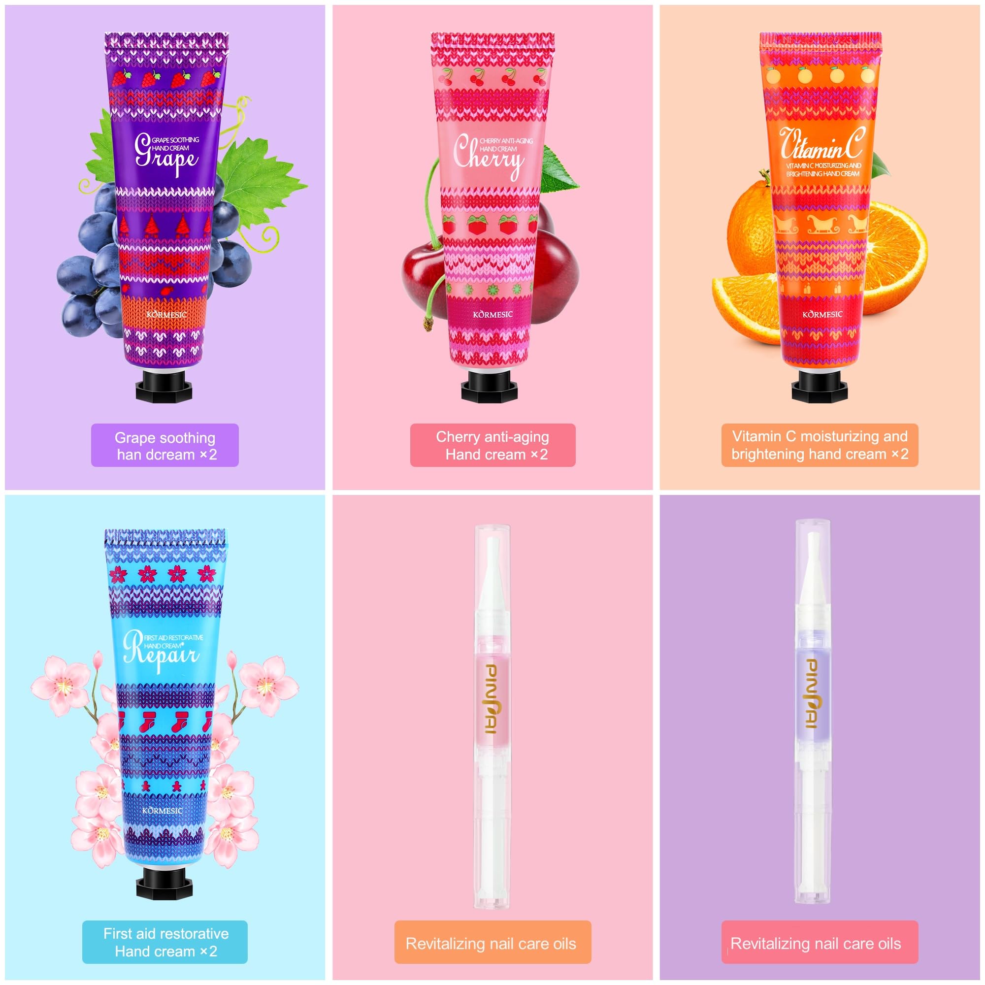 Furnizone Hand Cream Gifts for Women, 8 Pack Hand Lotion for Dry Cracked Hands, Travel Size Mini Hand Lotion with 2 Nail Care Oils, Mothers Day Gifts for Mom Valentines Day Bridesmaid Proposal