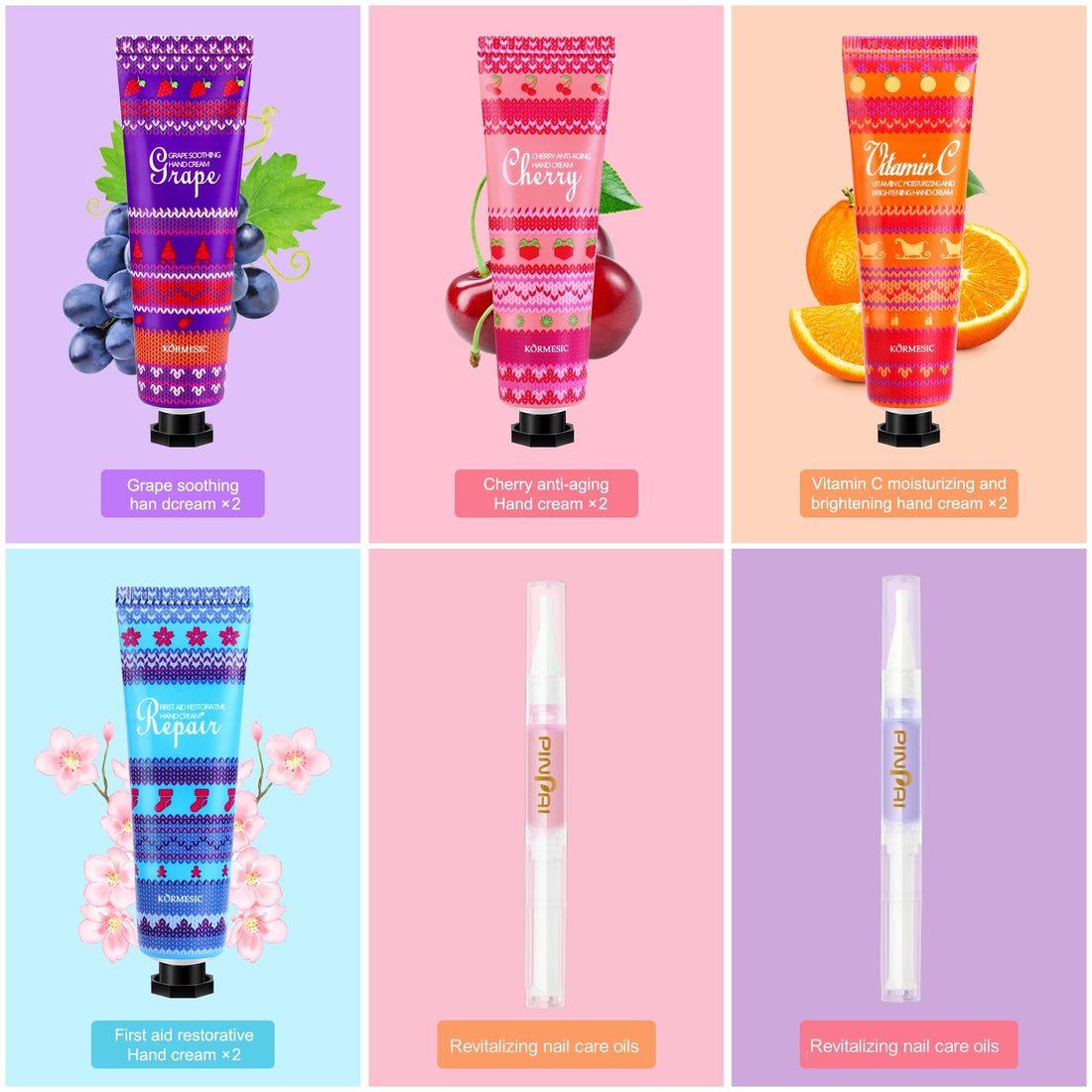 Furnizone Hand Cream Gifts for Women, 8 Pack Hand Lotion for Dry Cracked Hands, Travel Size Mini Hand Lotion with 2 Nail Care Oils, Mothers Day Gifts for Mom Valentines Day Bridesmaid Proposal