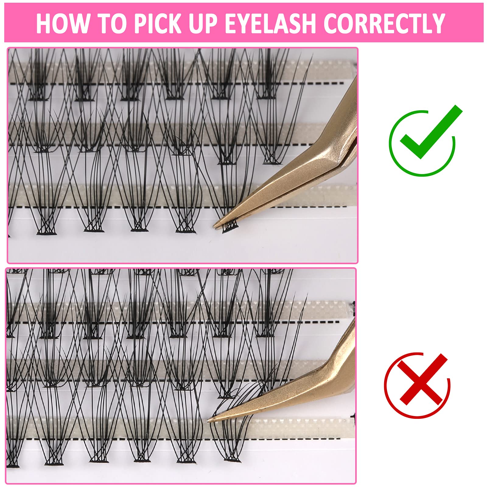 Fenshine Cluster Lashes Individual Lashes Wide Stem 0.07D 10D/20D Curl Mix 9-14mm Length DIY Eyelash Extension Individual Soft False Lashes for Personal Use at Home