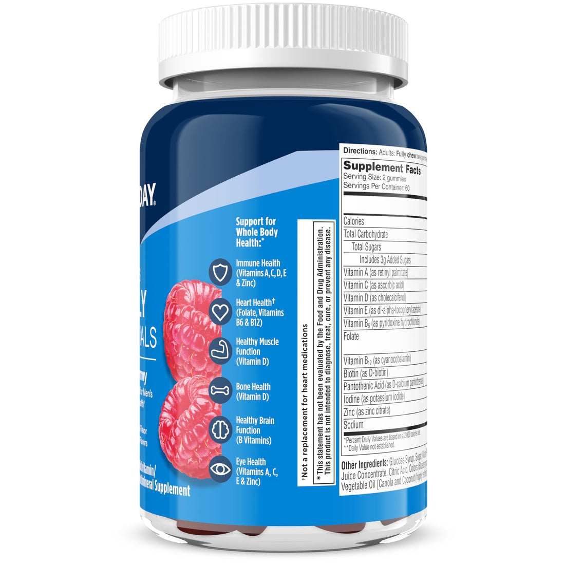 One A Day Men’s Daily Essentials Multivitamin Gummies, Multivitamin for Men, Gummy Vitamins for Men, Men’s Multivitamin, Bone Health, Vitamin D, Vitamin C, Zinc, Raspberry Natural Flavor, 120 Gummies