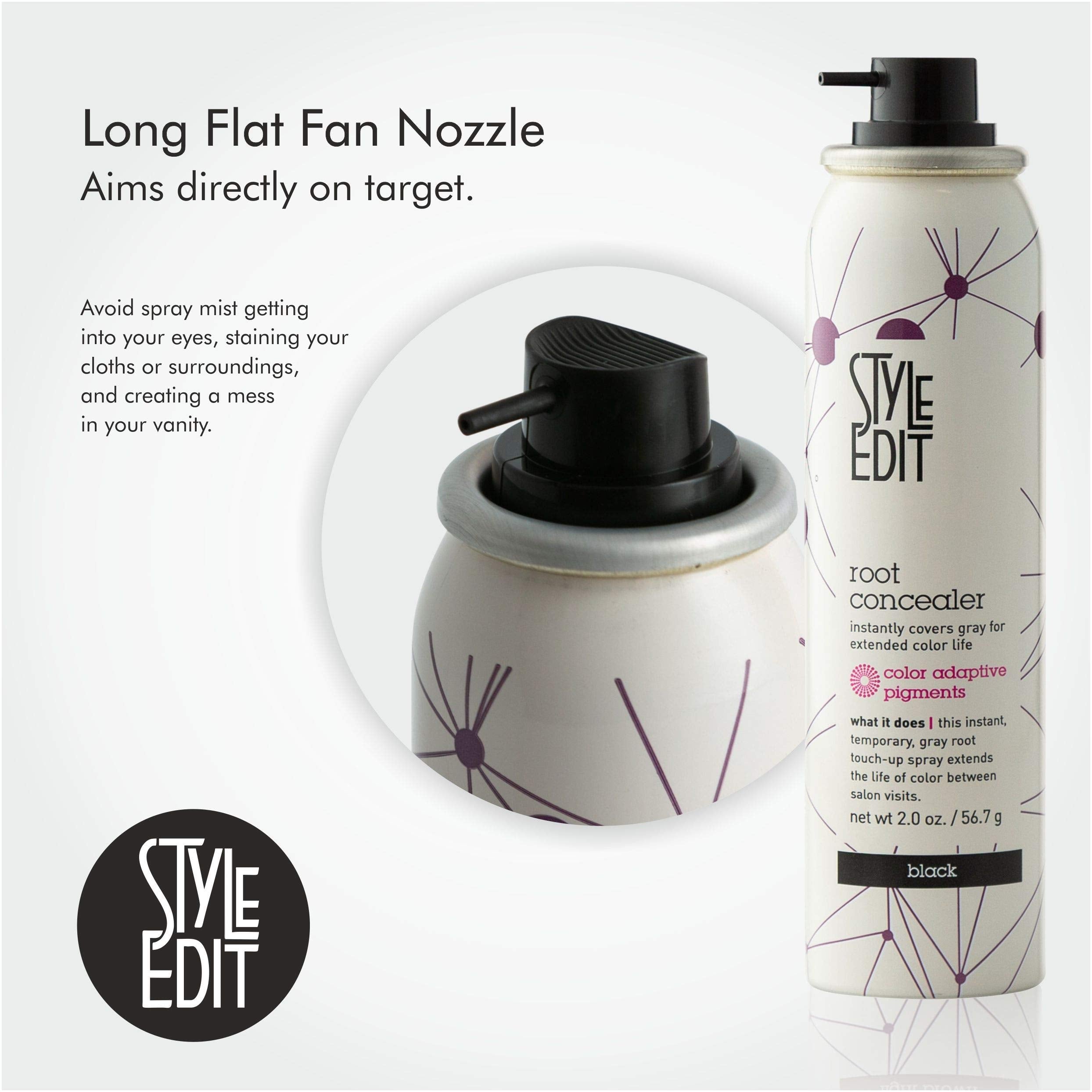 Style Edit Root Concealer Touch Up Spray | Instantly Covers Grey Roots | Professional Salon Cover Up Hair Products for Women |Black, 2 Ounce (Pack of 3)