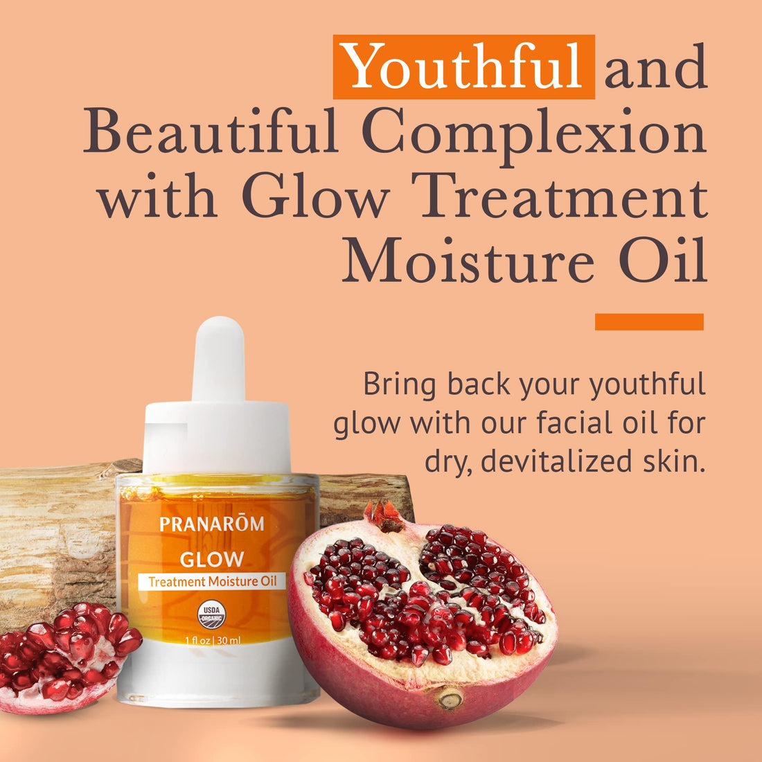 Pranarom - Glow Treatment Moisture Oil (1oz / 30ml) - 100% Pure & Natural Essential Oil Moisturizing Oil for Dry Skin Treatment & Nourishment