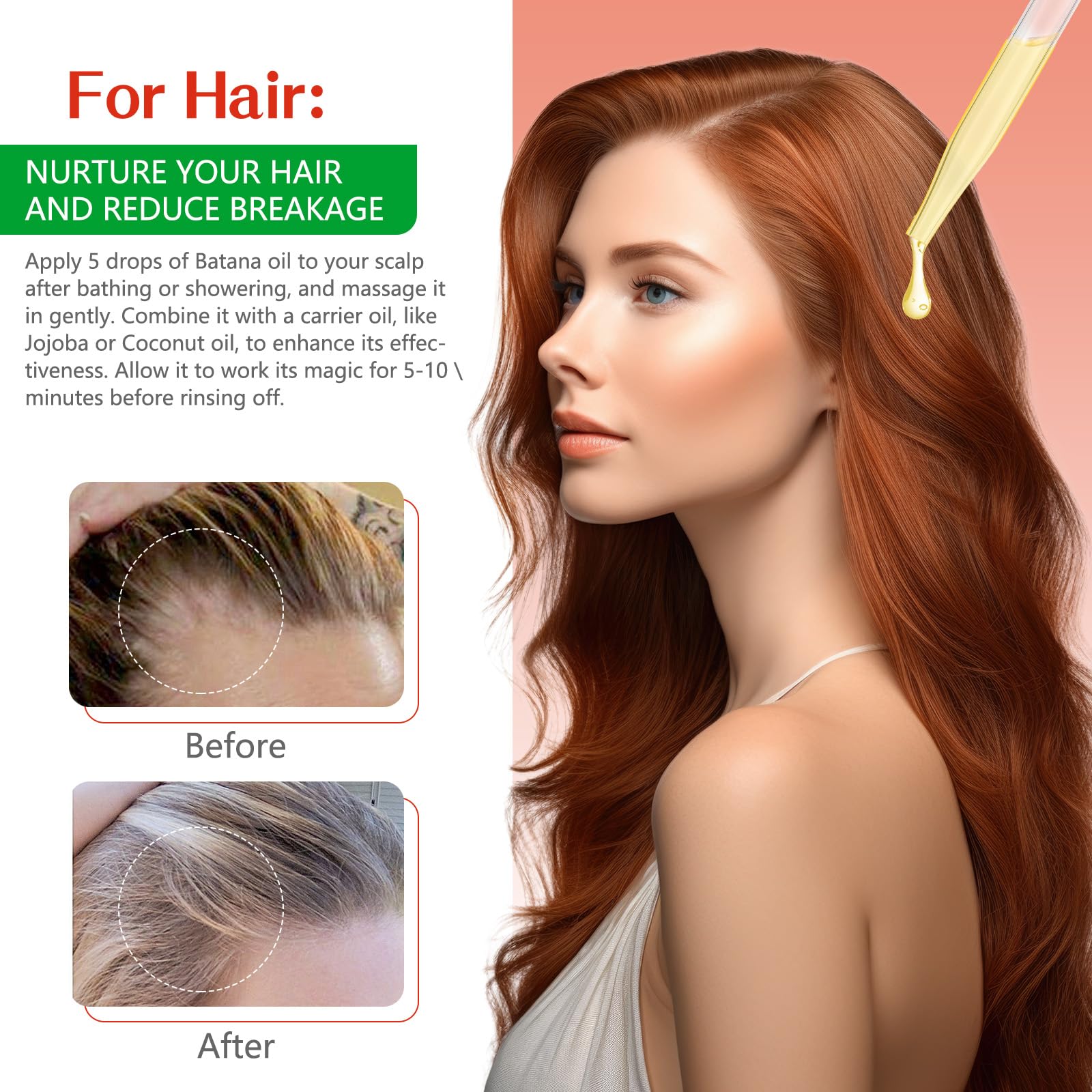 Batana Oil for Hair Growth, Eyelashes & Eyebrows,100% Pure & Natural Organic Batana Oil for Hair Loss, Repair, Moisturizing Massage Oil for Aromatherapy,Carrier Oil, Hair Oil, Body Oil