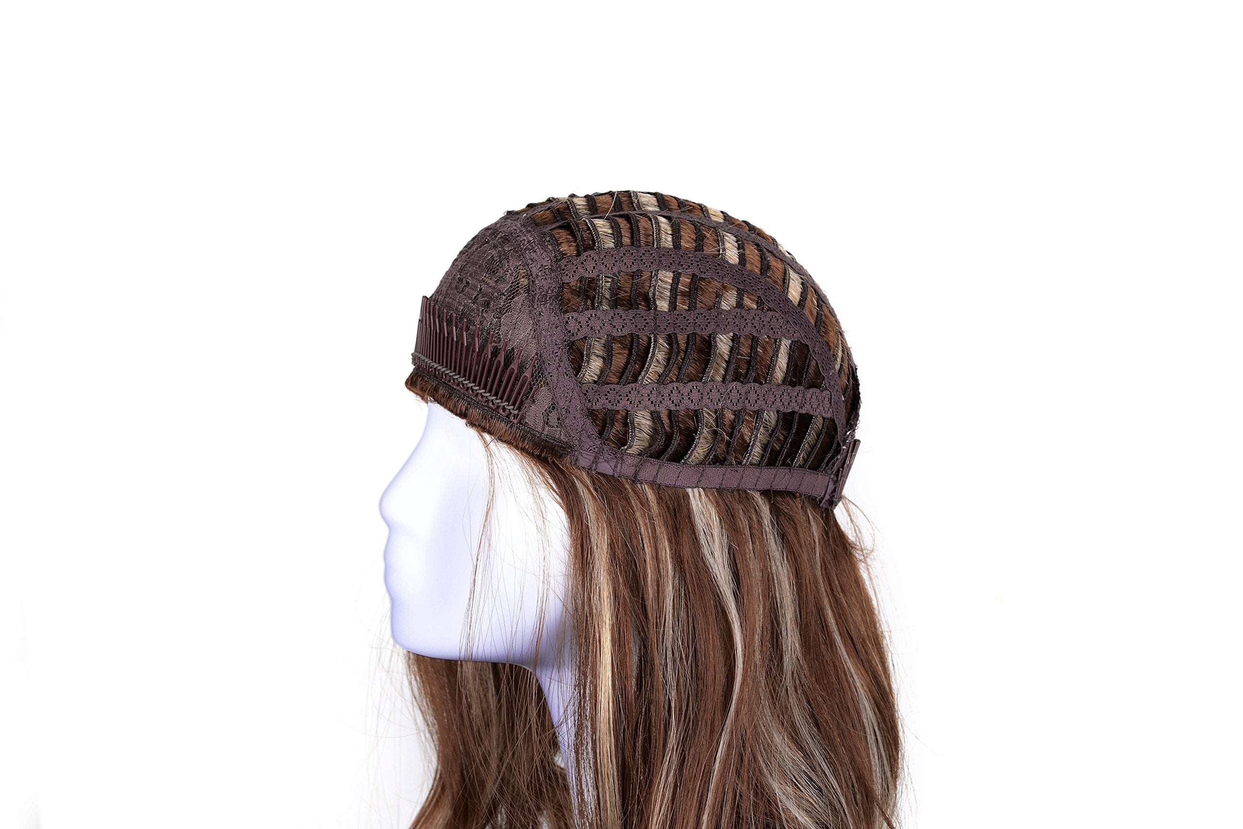 R1224B : OneDor 23 Curly 3/4 Ladies Half Wig Kanekalon Hair Synthetic Wigs with Comb on a Mesh Head Cap (R1224B)