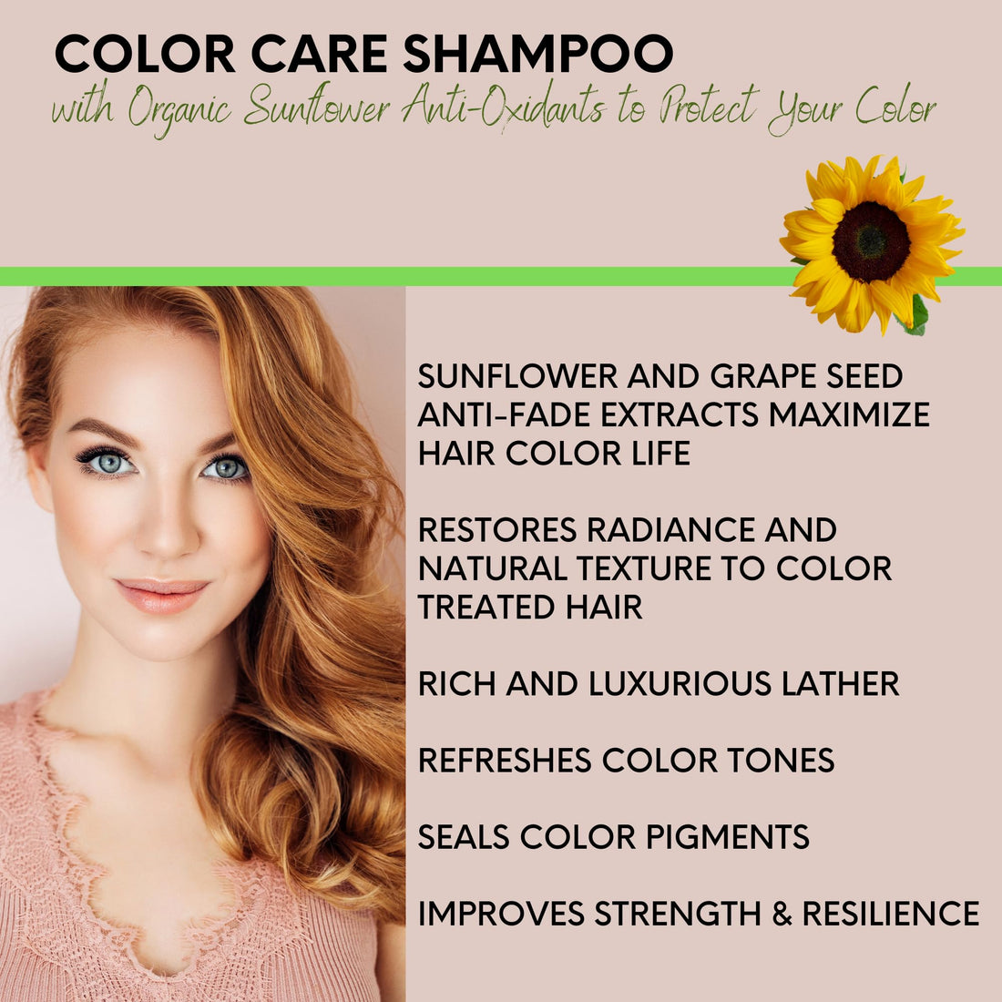 DermOrganic Color Care with Sunflower Anti-Fade Extract - Sulfate-Free SHAMPOO and CONDITIONER 17 fl.oz