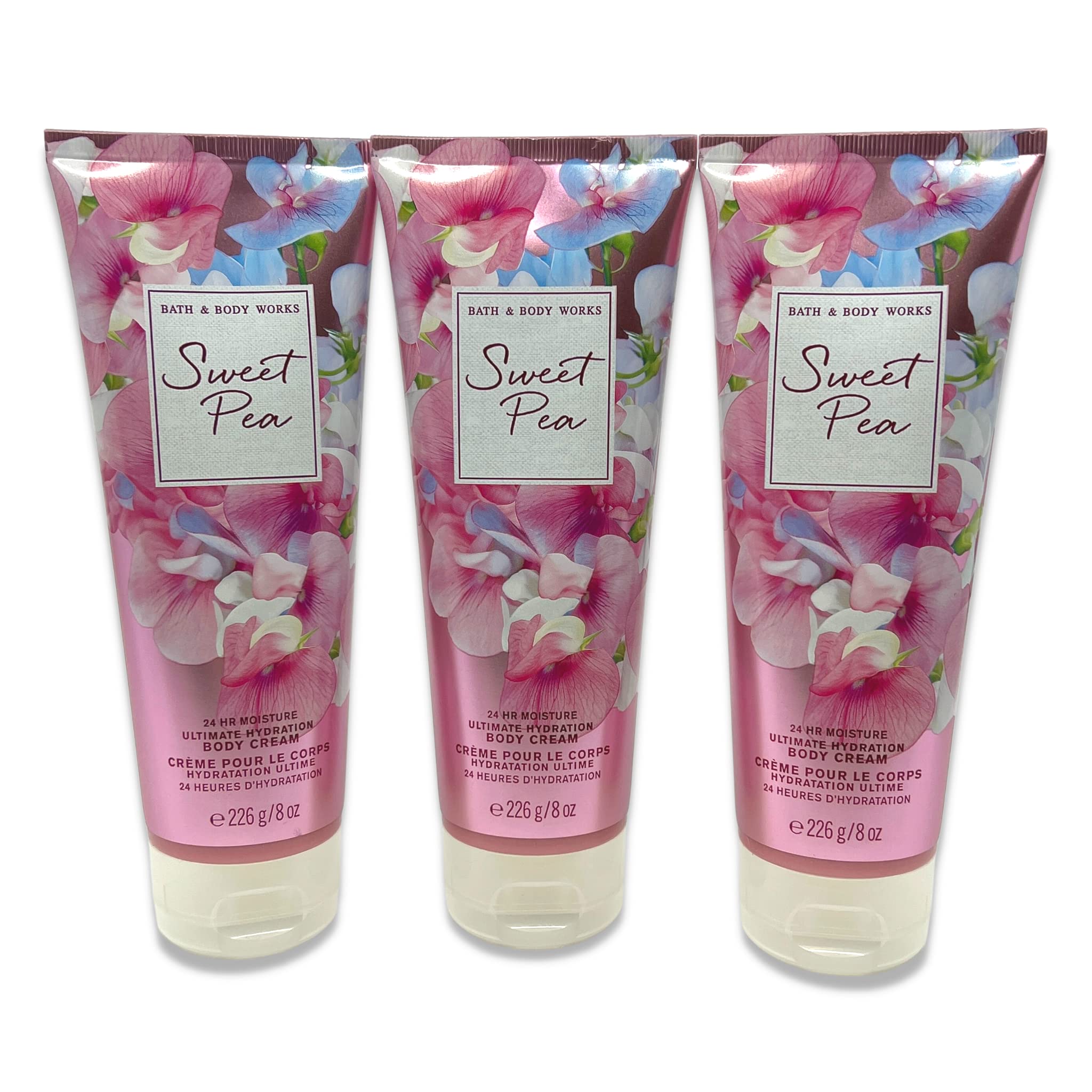Bath & Body Works Sweet Pea Body Cream - Ultimate Hydration - 8oz each - Pack of 3