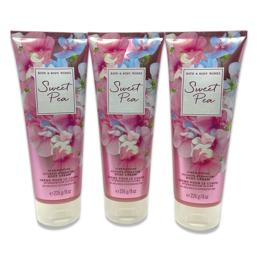 Bath & Body Works Sweet Pea Body Cream - Ultimate Hydration - 8oz each - Pack of 3