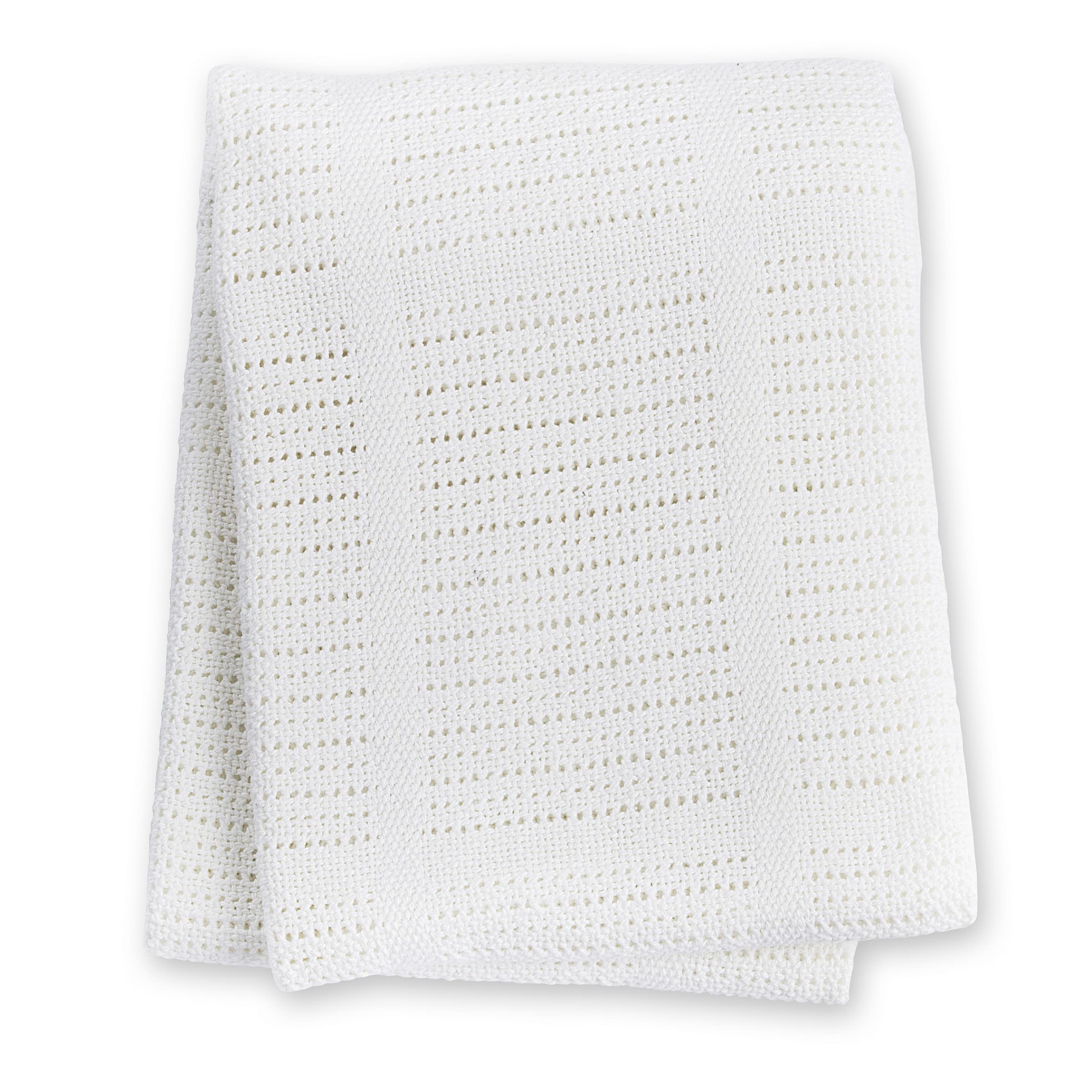 lulujo Baby Cellular Baby Blanket, White