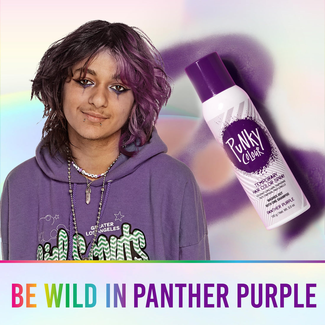 Punky Temporary Hair Color Spray-On, Panther Purple, Non-Damaging Instant Hair Dye, No Bleaching Needed, Non-Sticky, Washable and Leaves No Residue, 3.5 oz, 1 Pack