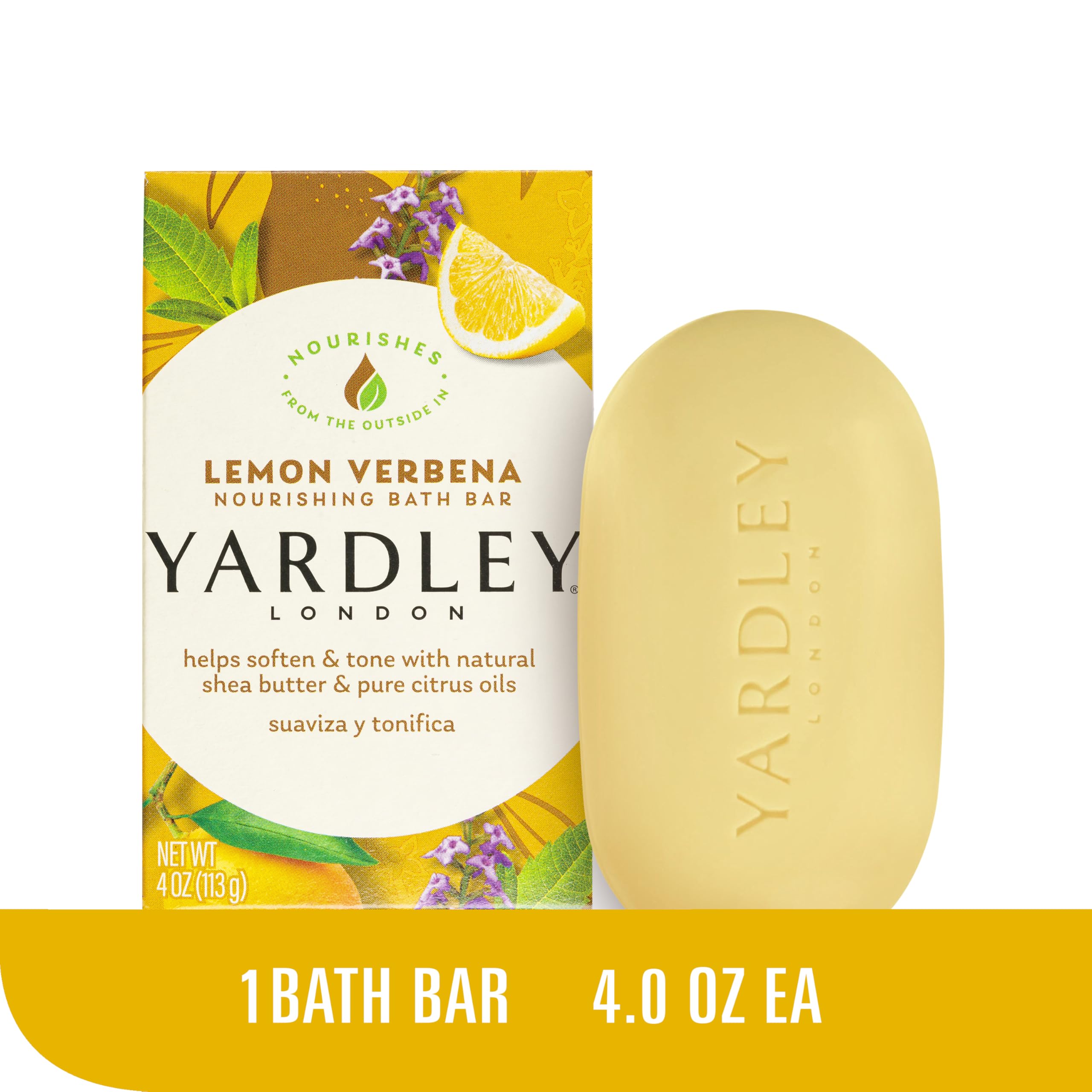 Yardley London Lemon Verbena Naturally Moisturizing Bath Bar, 4 ounce