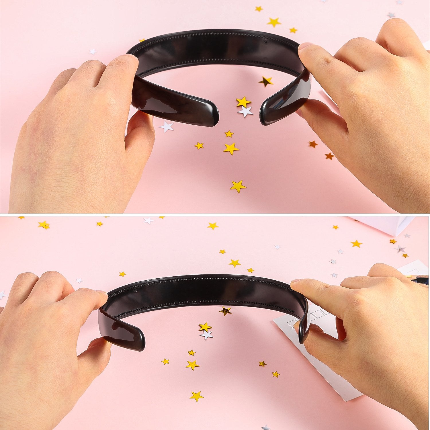 Hestya Hestya 20 Pack 1 Inch Black Plain Craft Plastic Headbands with Teeth Plastic DIY Hair Accessories Headbands Headwear