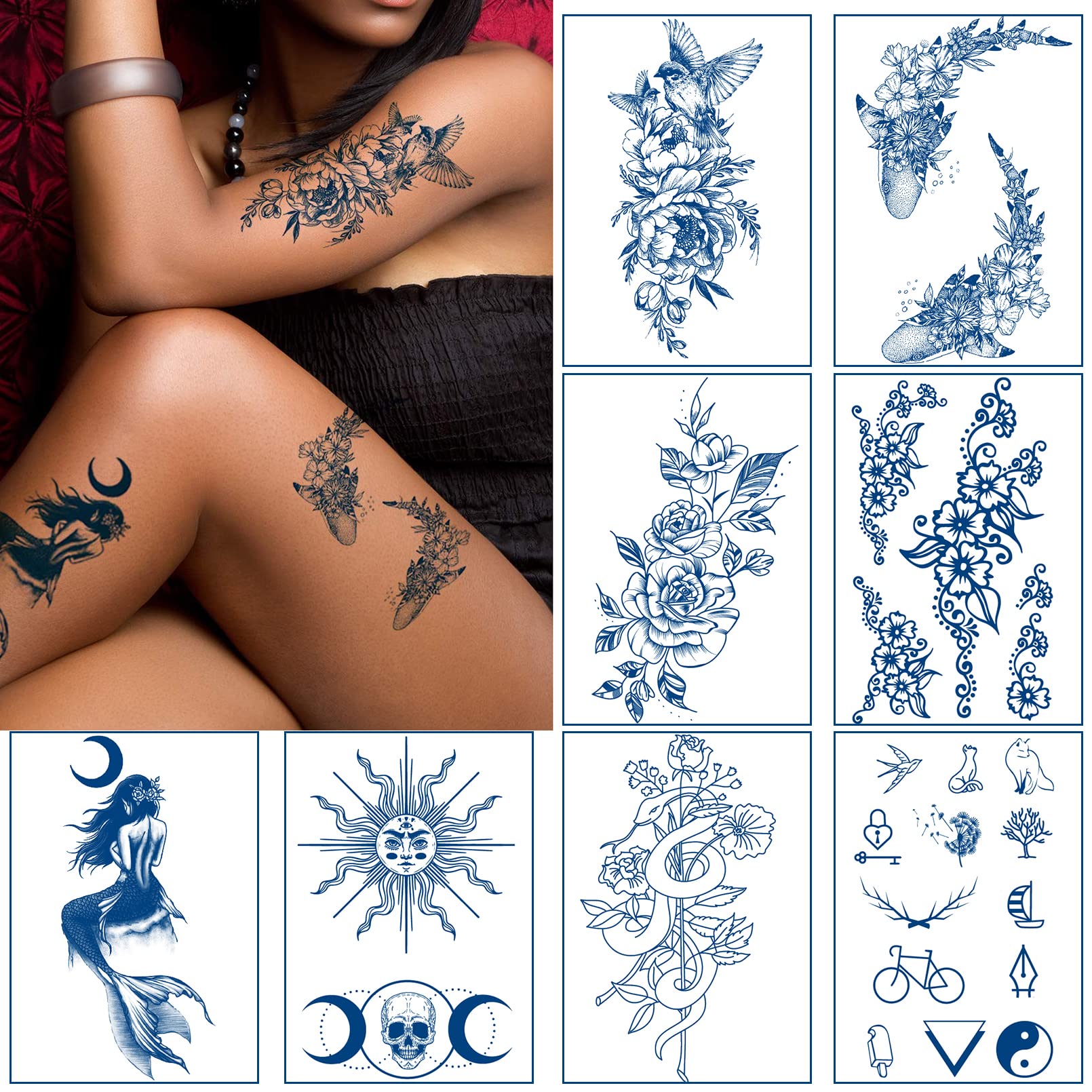 Aresvns Semi-Permanent Tattoos for Women Men and Kids,Realistic Temporary Tattoo Waterproof and Long-Lasting 2 Weeks