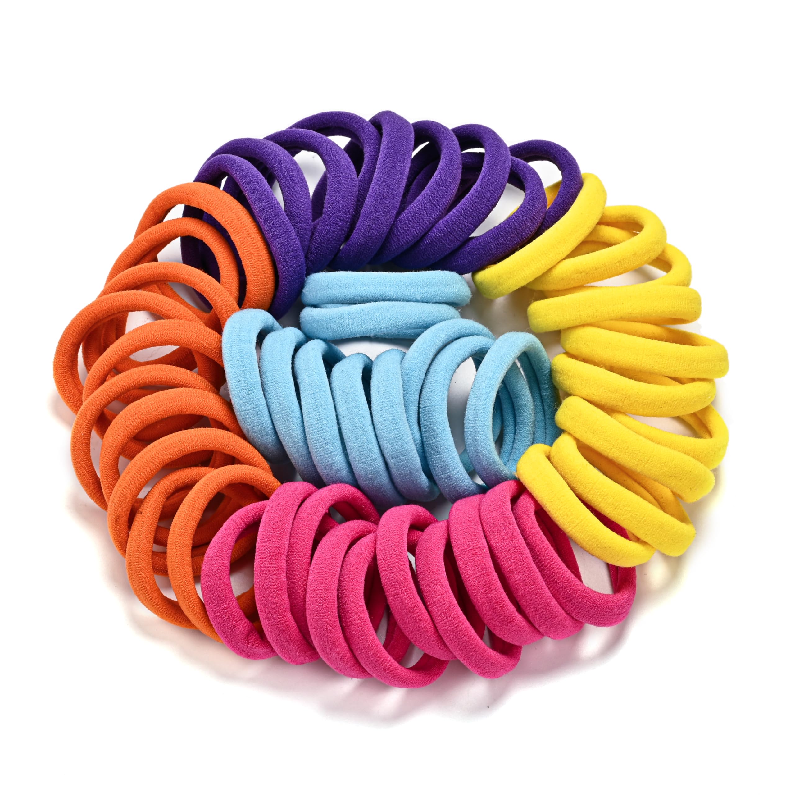 iFwevs 50PCS Multicolor Seamless Toddler Hair Cotton Seamless Ponytail Holders,No Damage Elastics Hair Bands for Thick Heavy &Curly Hair…