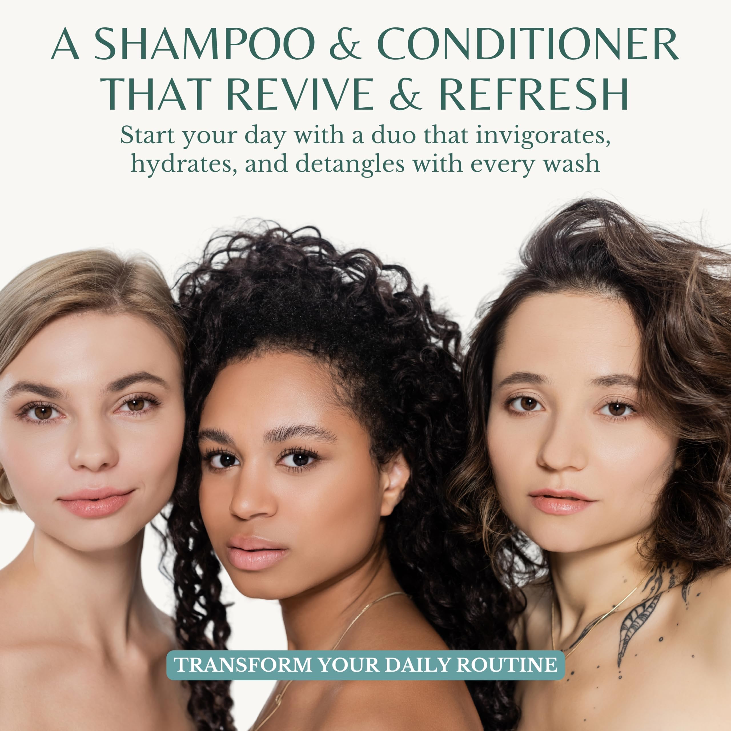 Edenika Botanicals Peppermint Shampoo & Conditioner Set 16oz - Refreshing, Sulfate-Free - Hydrates, Detangles, and Invigorates Scalp - For All Hair Types Including Oily Hair