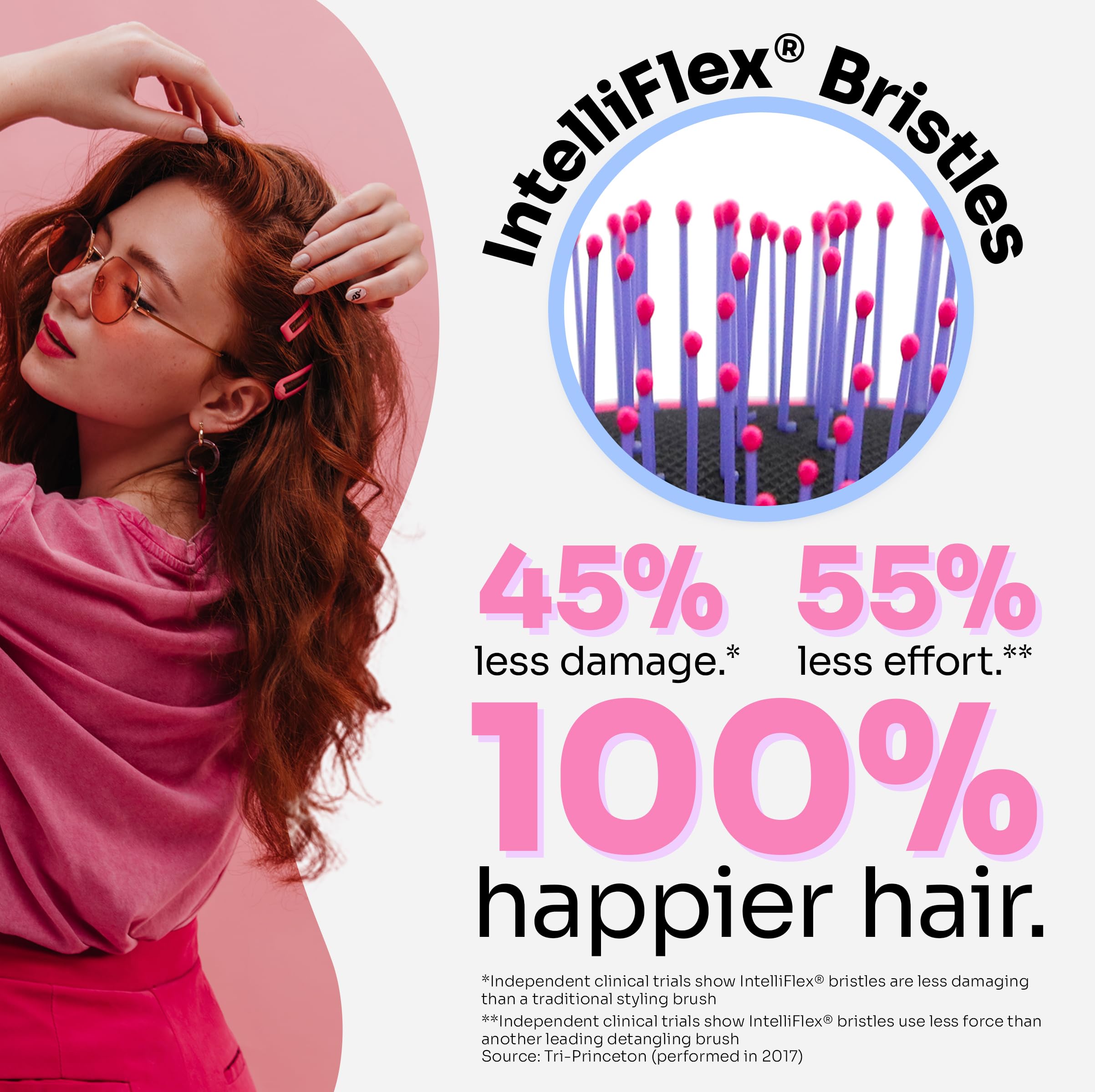 Wet Brush Original Detangler For Thick Hair Exclusive Ultra-soft IntelliFlex Bristles Glide Through Tangles With Ease For All Hair Types For Women, Men, Wet And Dry Hair, Pink, 1 Count
