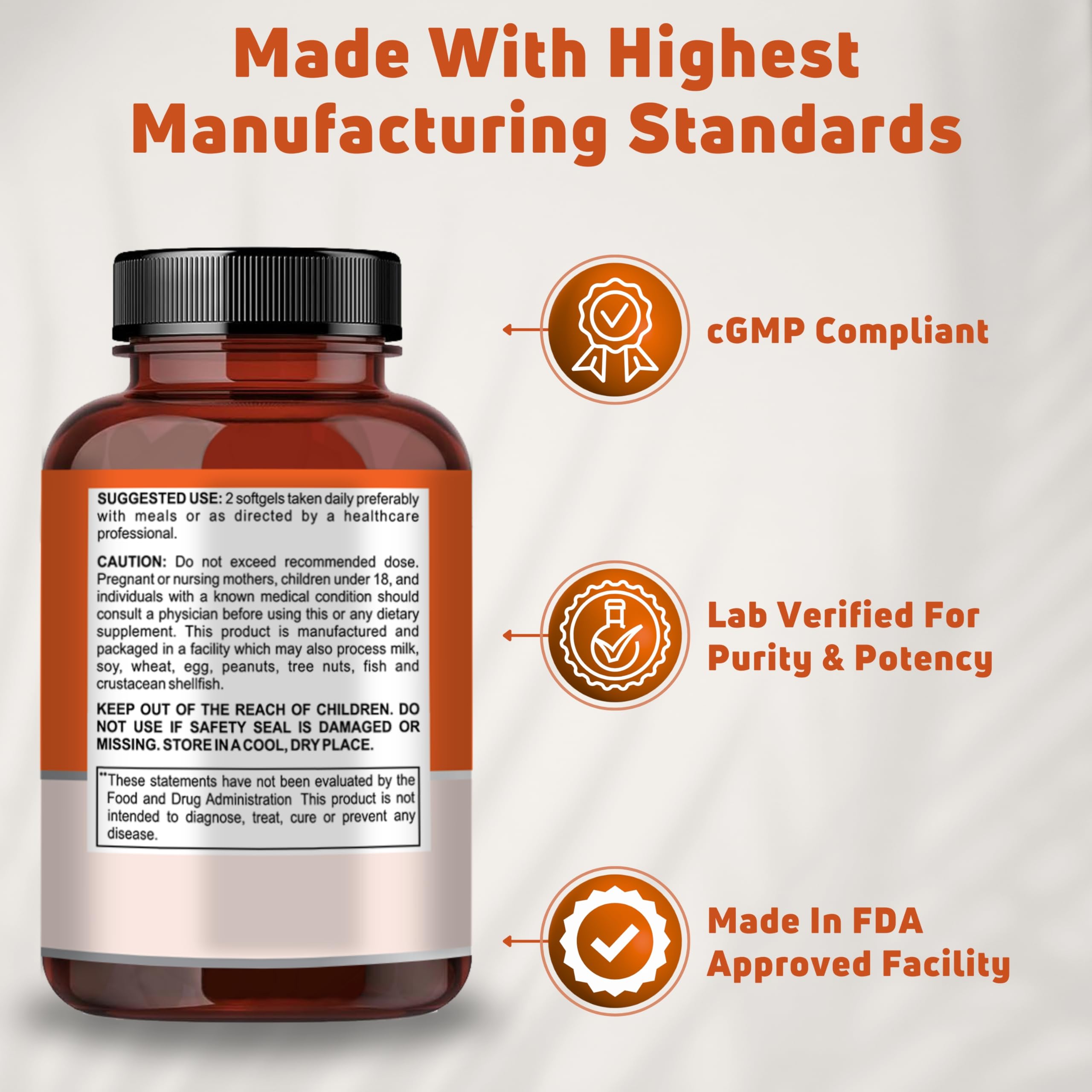 Omega 3 Fish Oil 2000mg. Fish Oil Omega 3 Supplements to Support Heart Health, Brain Functions and Cardiovascular System - Non-GMO, Gluten-Free & Keto-Friendly - 60 Servings, 120 Softgels