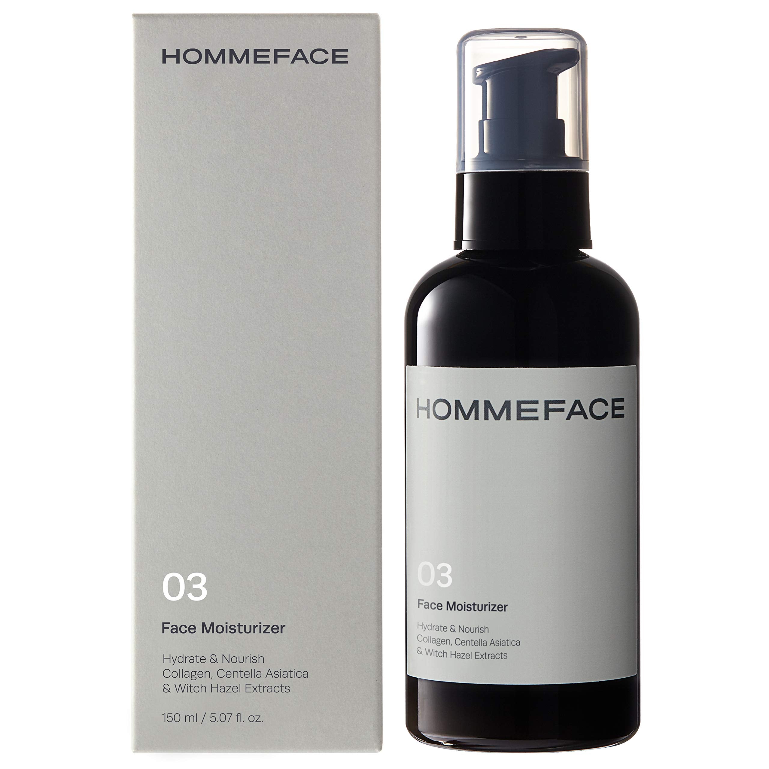 HommeFace Men’s Daily Face Moisturizer, 5.07 fl. oz. - Hydrating & Nourishing Facial Lotion for Men with Collagen, Witch Hazel & Cica Extracts, Lightweight, Alcohol-Free