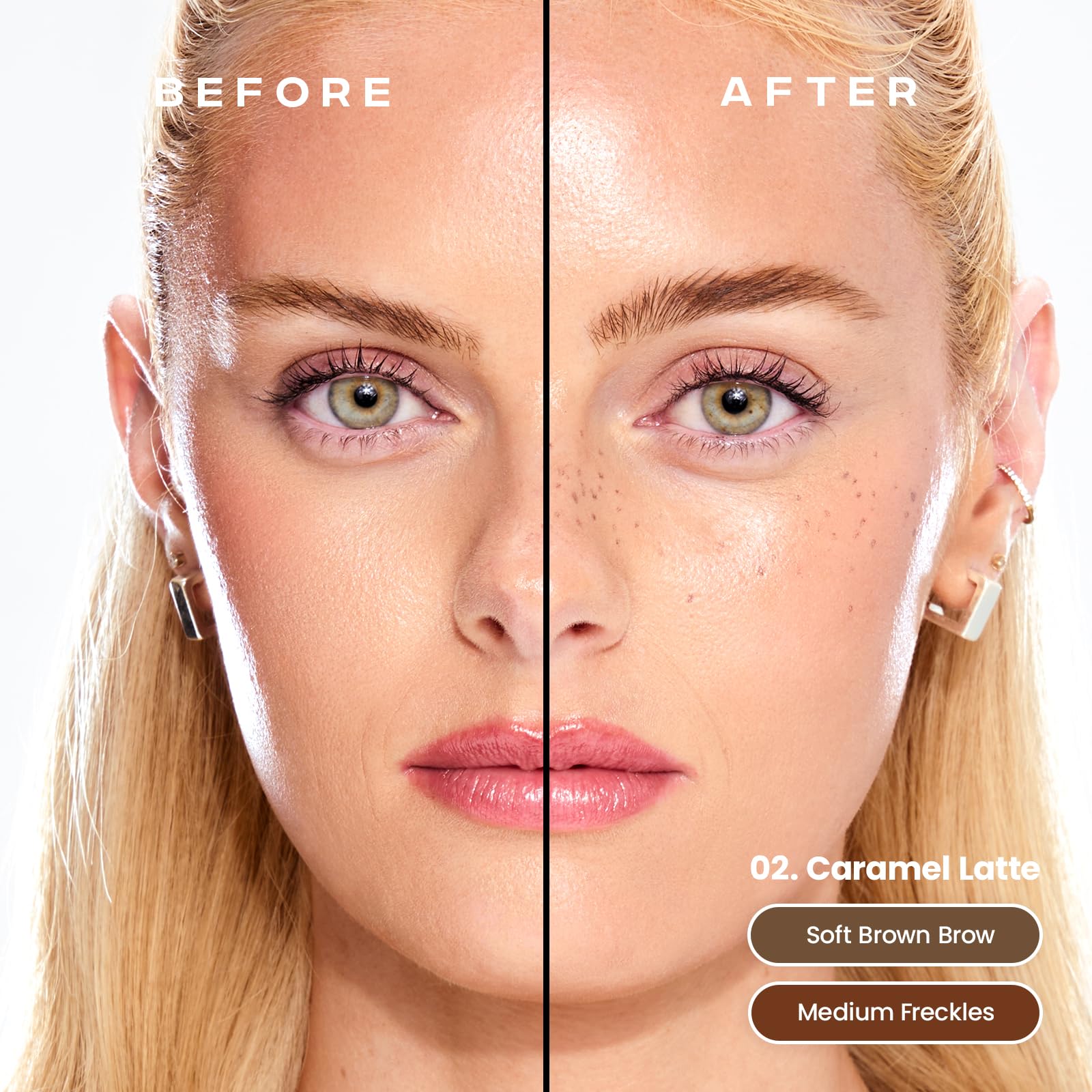 Sacheu Brow & Freckle STAY-N Tinted Eyebrow Gel & Faux Freckle Pen — 2-in-1 Longwear Water Resistant Brows Tint, Cruelty-Free & Vegan, Caramel Latte