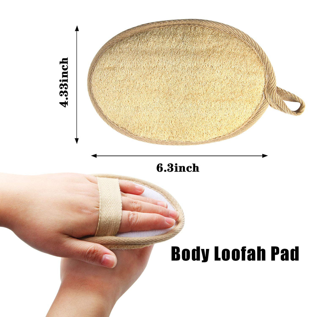 Loofah Body Scrubber - 4 PCS Exfoliating Loofah Back Scrubber Natural Luffa Shower Bath Sponge Exfoliating Washcloth Face Scrubber Pad for Deep Clean & Invigorate Your Skin (Free Suction Hooks)