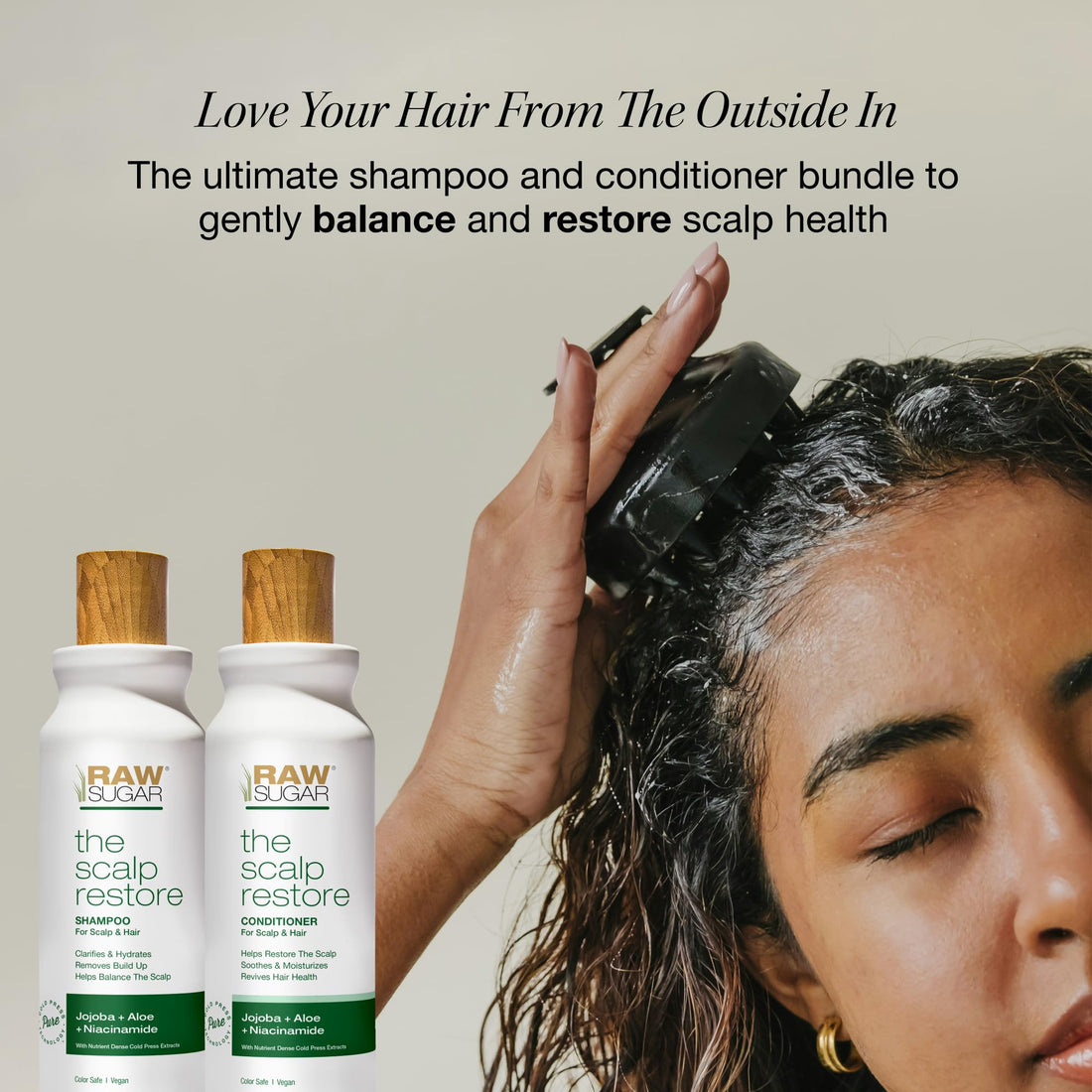 Raw Sugar Scalp Restore Hair Care Bundle, Shampoo and Conditioner Set with Jojoba, Aloe and Niacinamide, Formulated without Sulfates + Parabens