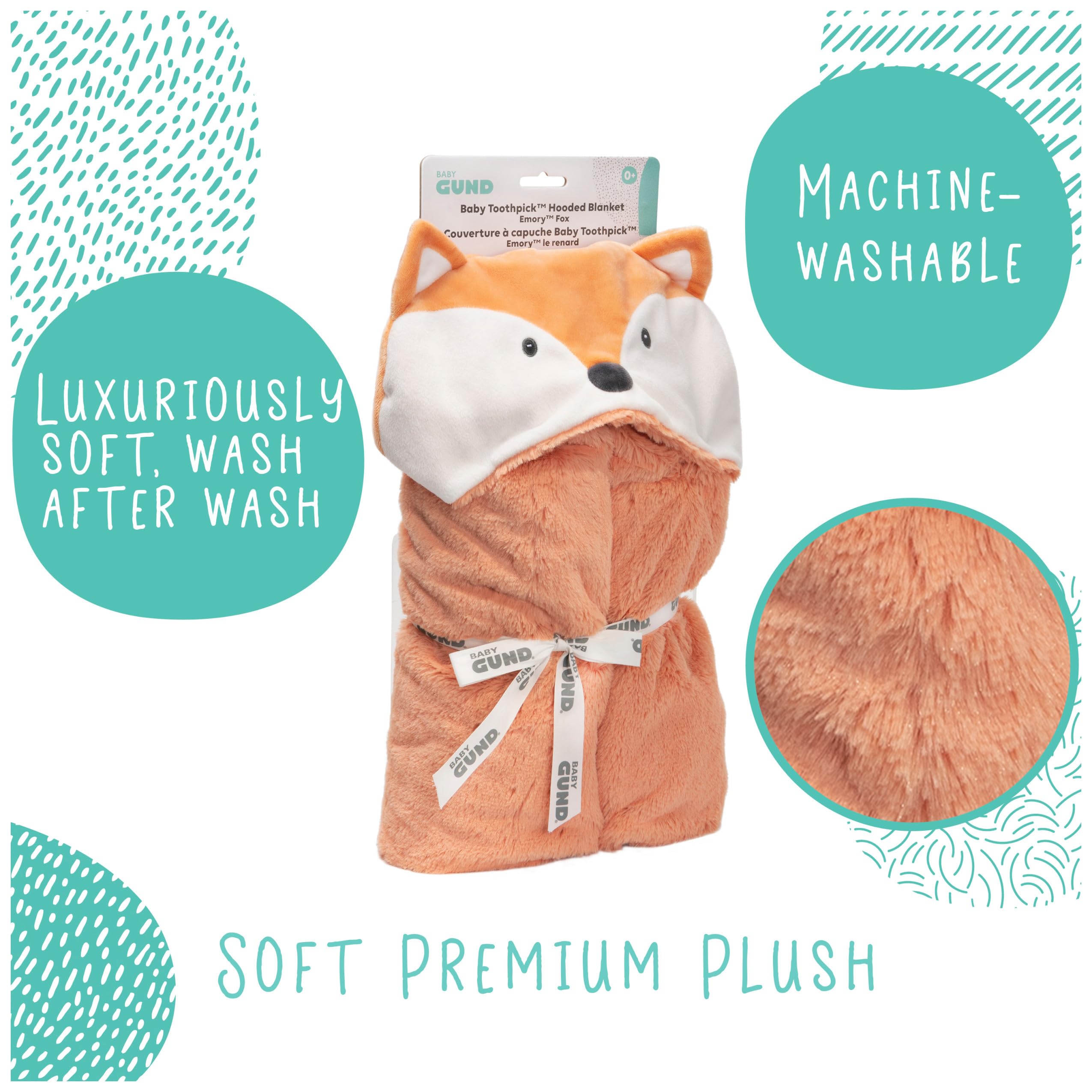 GUND Baby Lilââ‚¬â„¢ Luvs Hooded Blanket, Emory Fox, Ultra Soft Plush Security Blanket for Babies and Newborns