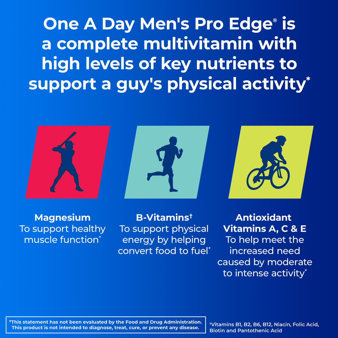 One A Day Men’s Pro Edge Multivitamin, Supplement with Vitamin A, Vitamin C, Vitamin D, Vitamin E and Zinc for Immune Health Support* and Magnesium for Healthy Muscle Function, Tablet 50 Count