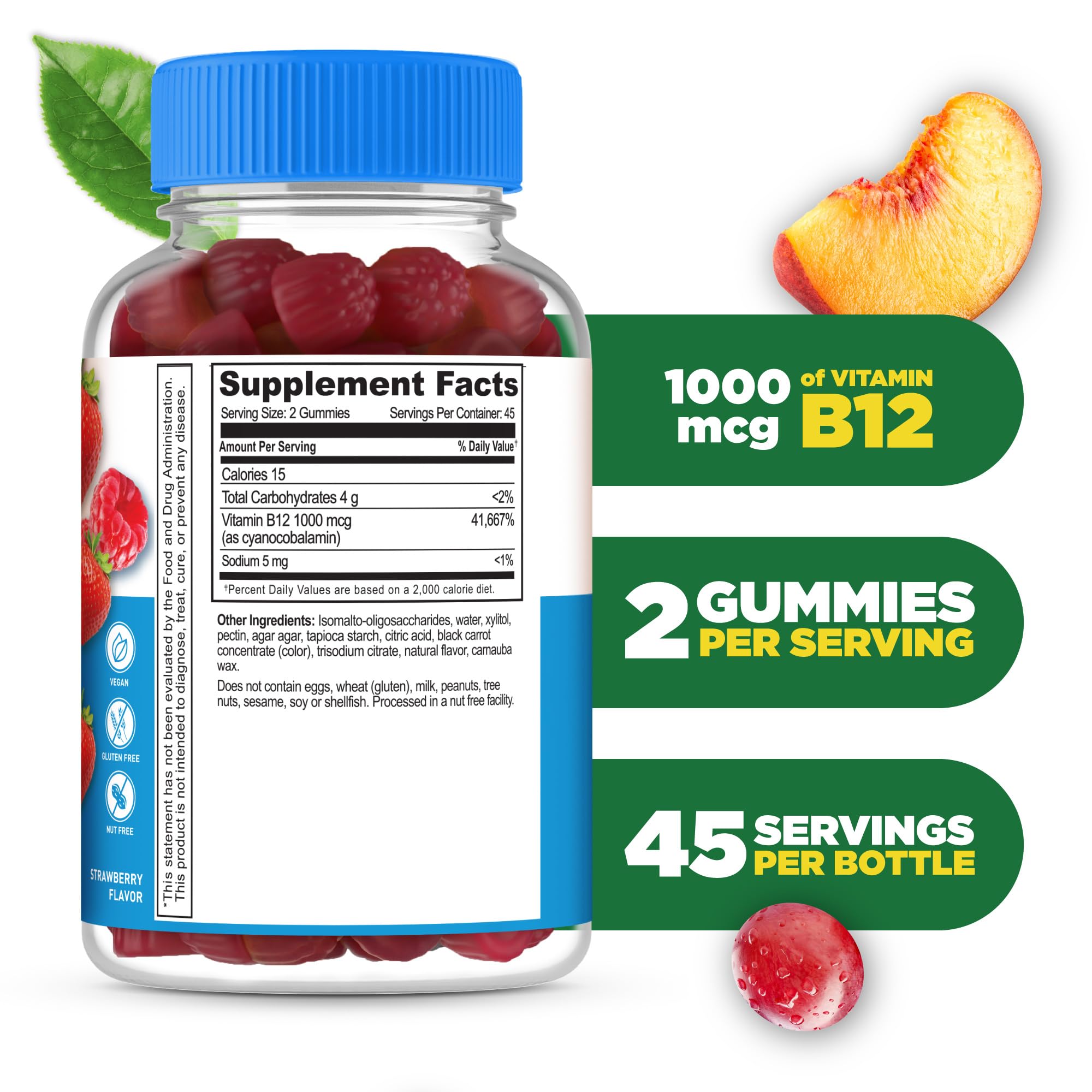 Lifeable Sugar Free Vitamin B12 Gummies | 1000 mcg | Great Tasting B12 Vitamins Gummies | Energy, Mood, and Metabolism Support | B 12 Vitamin Gummies for Men, Women, Adults | 90 Gummies