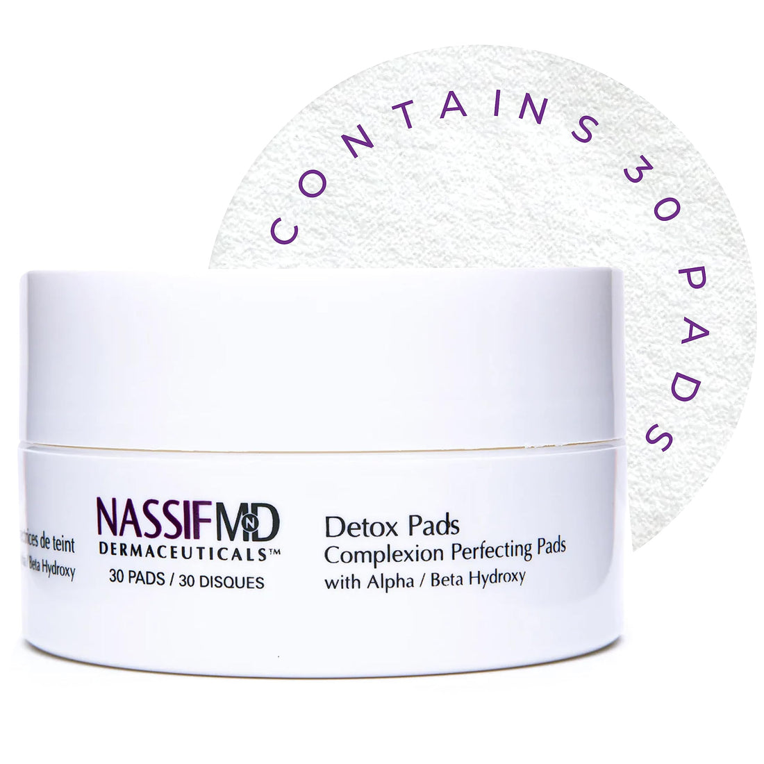 NassifMD Exfoliating Detox Pads, AHA Pads Formulated with Glycolic Acid, Witch Hazel, and Salicylic Acid